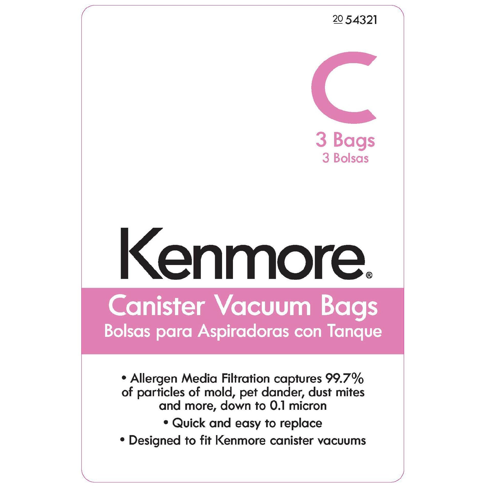 Kenmore Style C Allergen Filtration Vacuum Bags for  Canister Vacuums 3 pk at Kmart.com