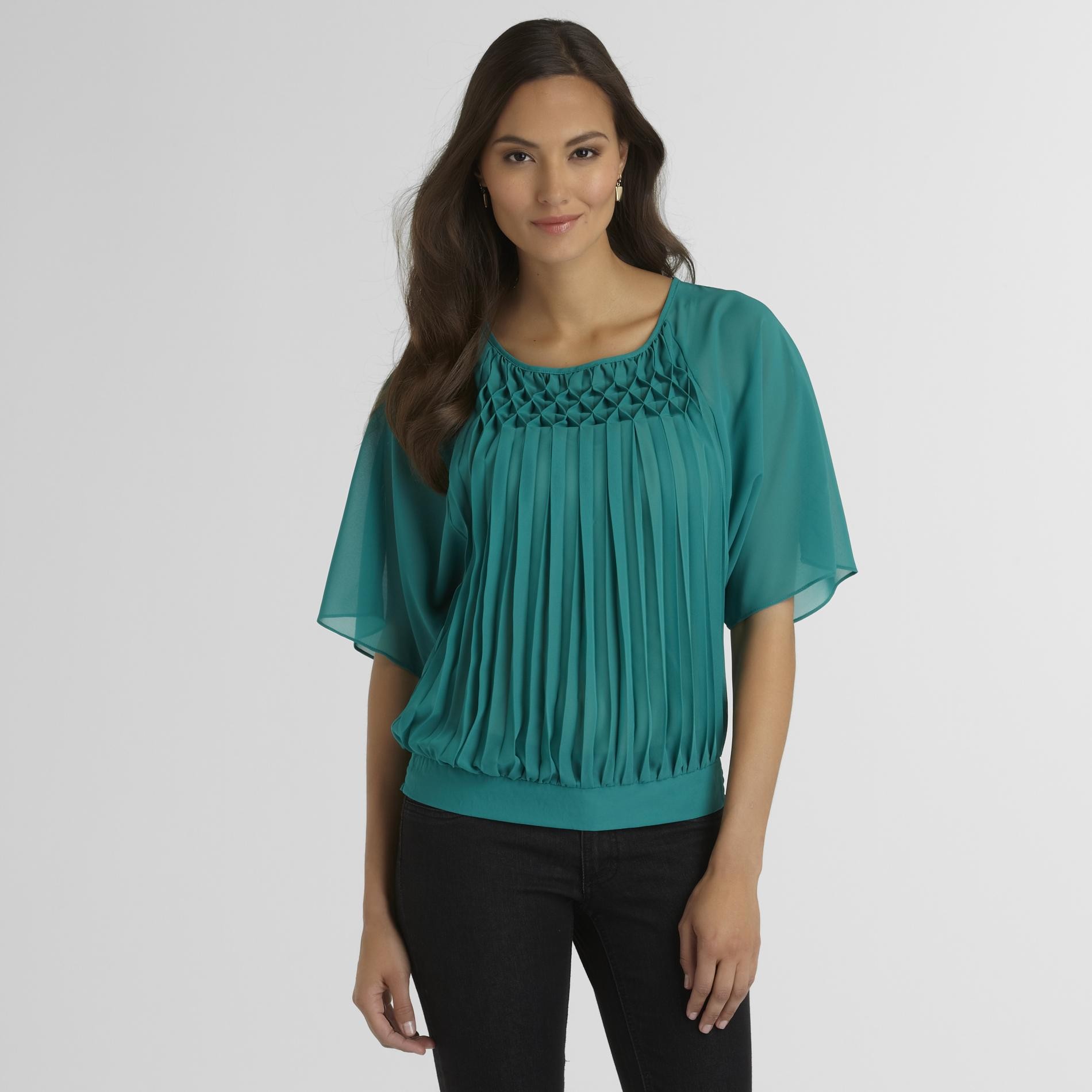 Jaclyn Smith Women's Chiffon Blouse - Honeycomb Pleats at Kmart.com