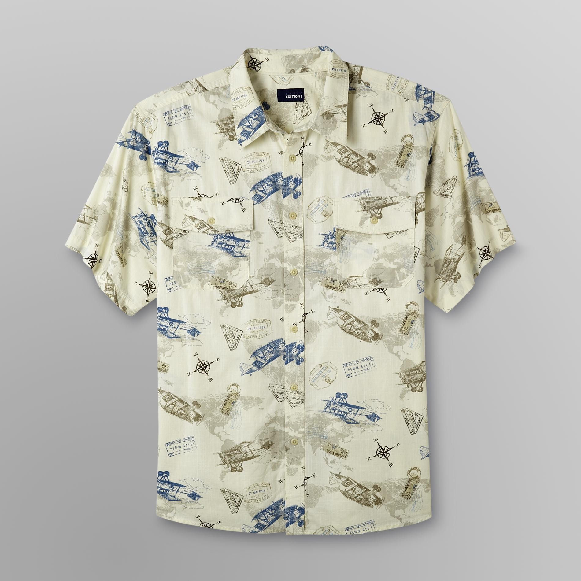 Basic Editions Men's Big & Tall Short-Sleeve Shirt - Airplane Print at Kmart.com