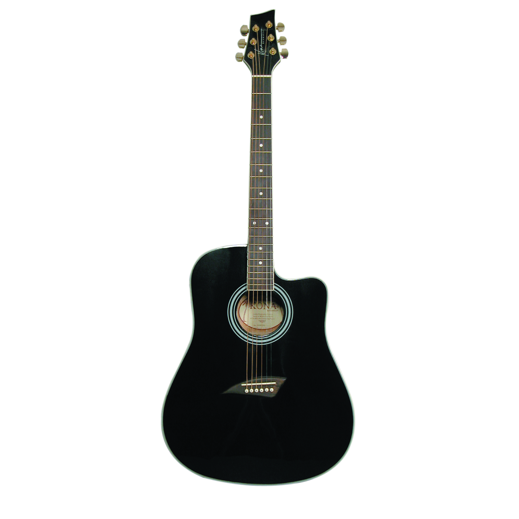 Kona Dreadnought Acoustic-Electric Spruce Top Guitar with High-Gloss Black Finish