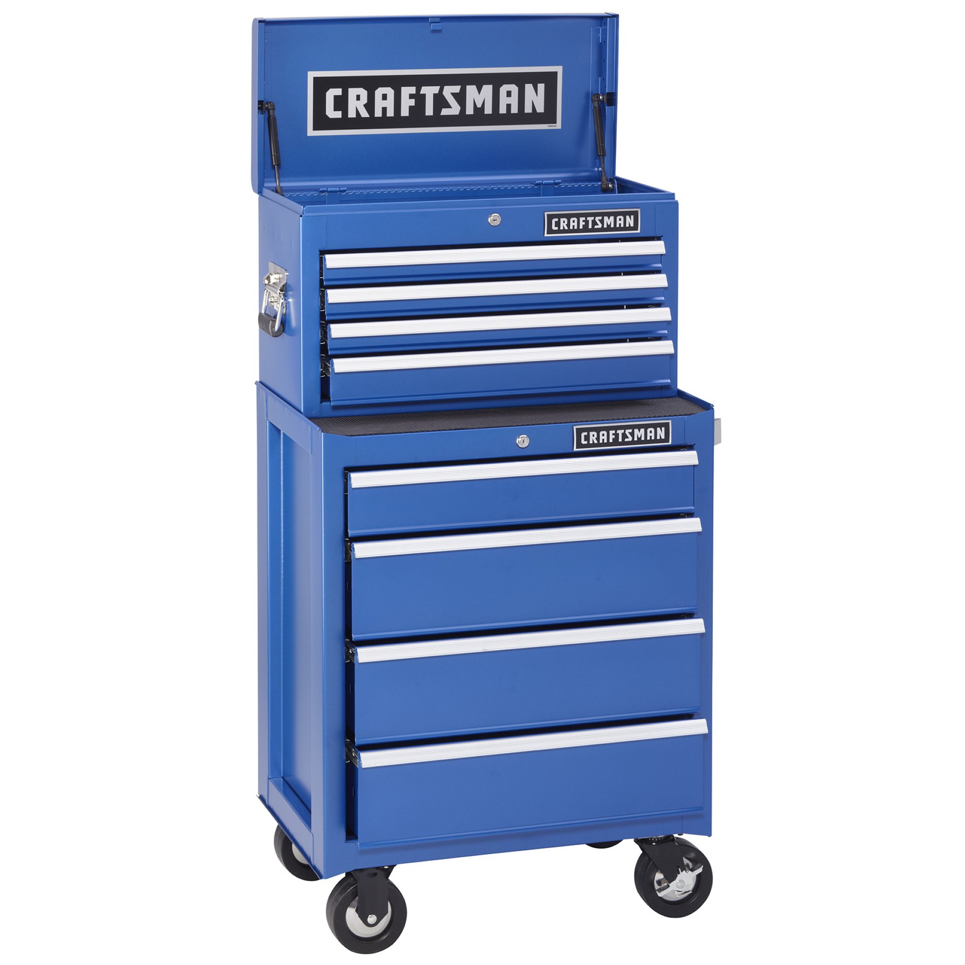 26-Inch 8-Drawer Ball-Bearing 2-PC Combo - Chrome Blue