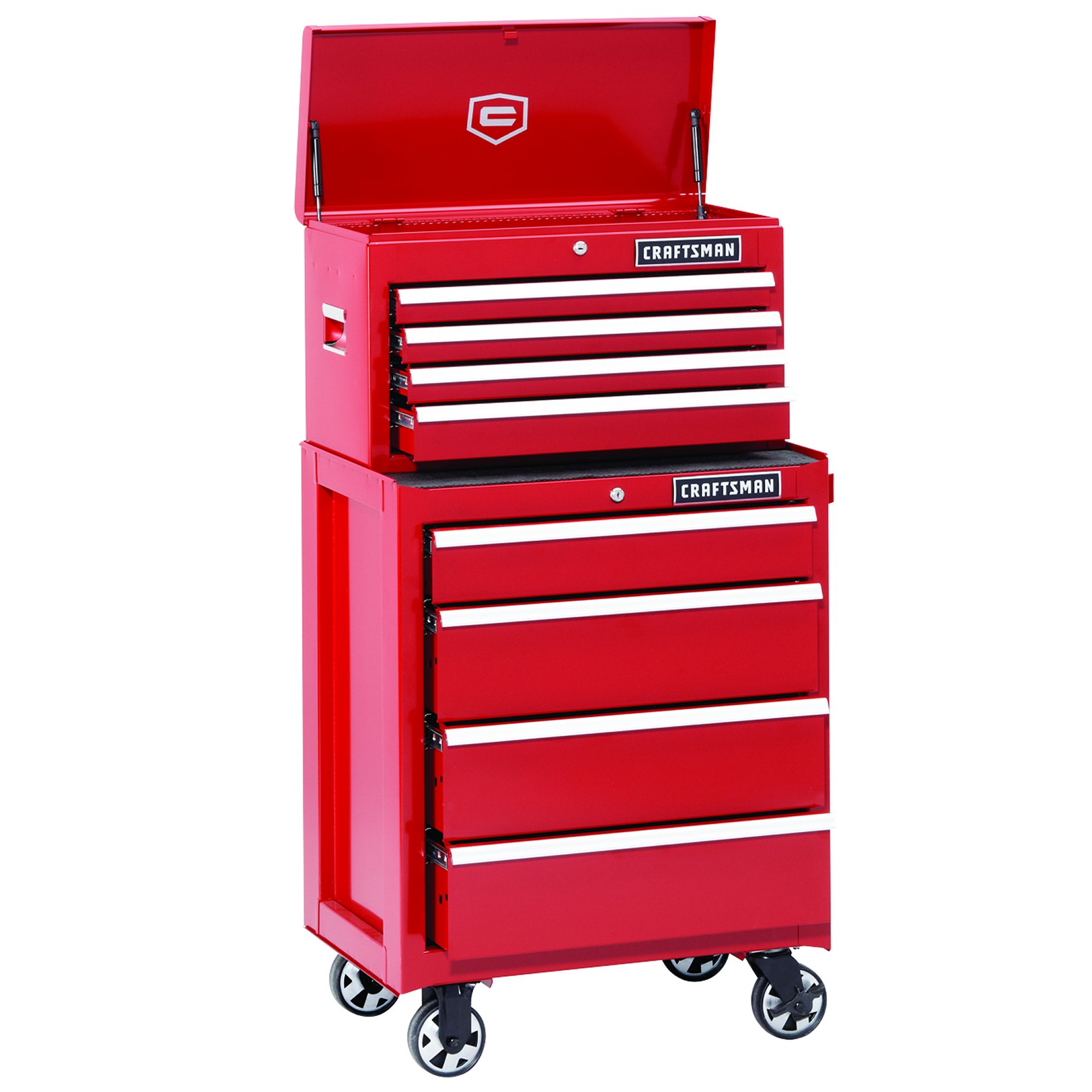 26 In. 8-Drawer Heavy-Duty Ball Bearing GRIPLATCH 2-PC Combo  Red