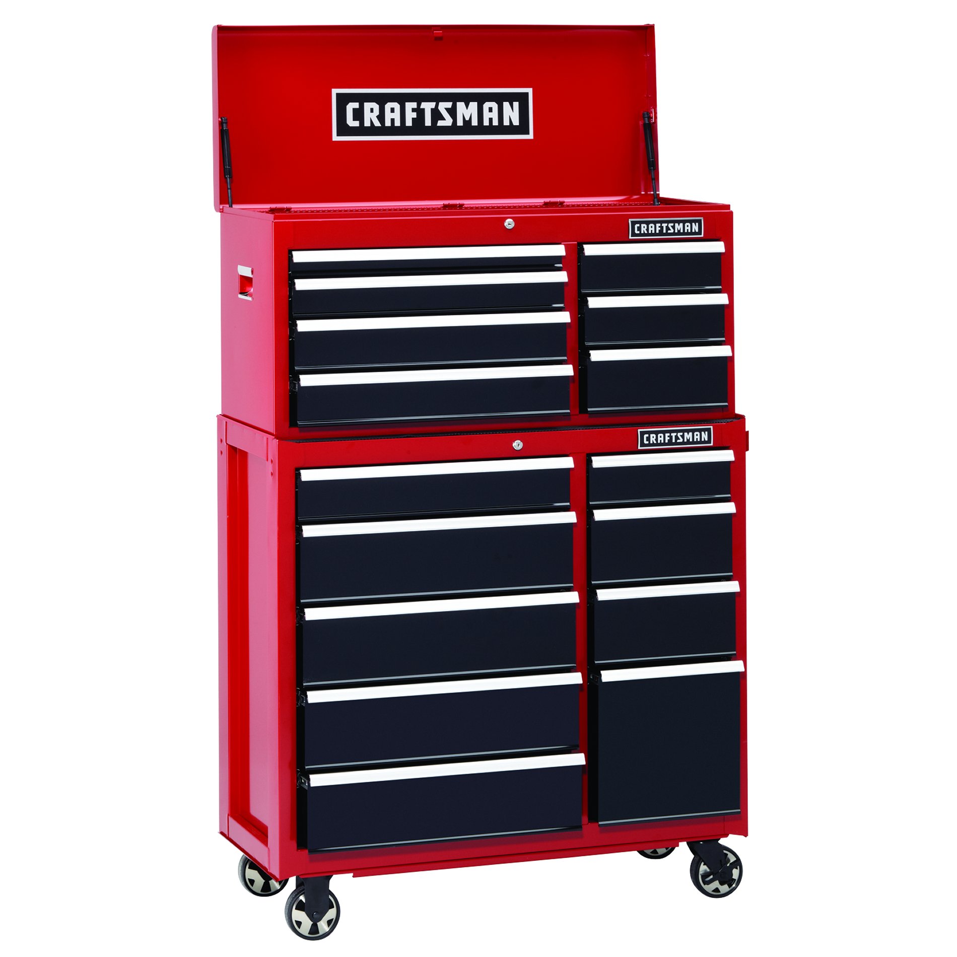 40 In. 16-Drawer Heavy-Duty Ball Bearing 2-PC Combo  Red/Black