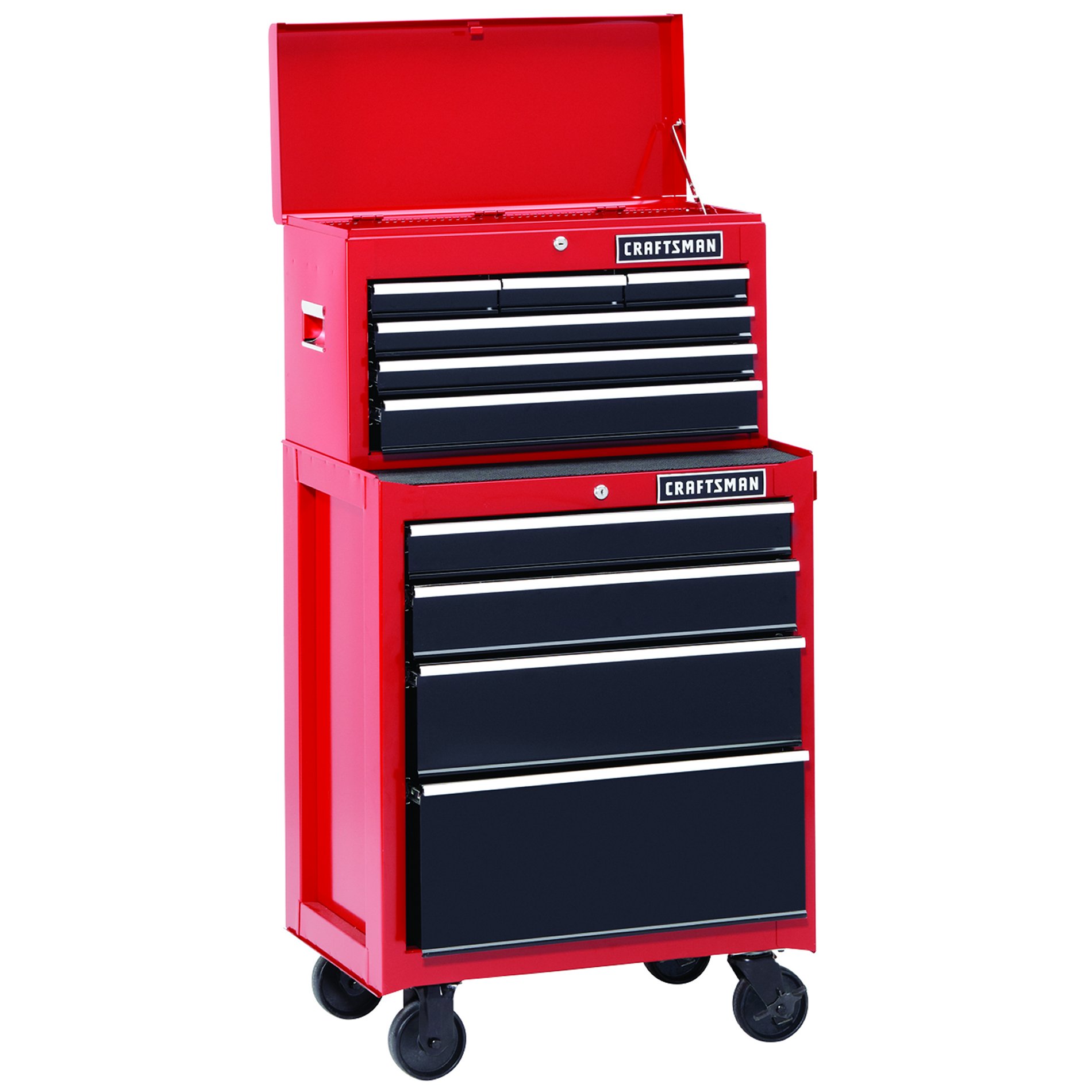 26 In. 10-Drawer Heavy-Duty Ball Bearing 2-PC Combo  Red/Black