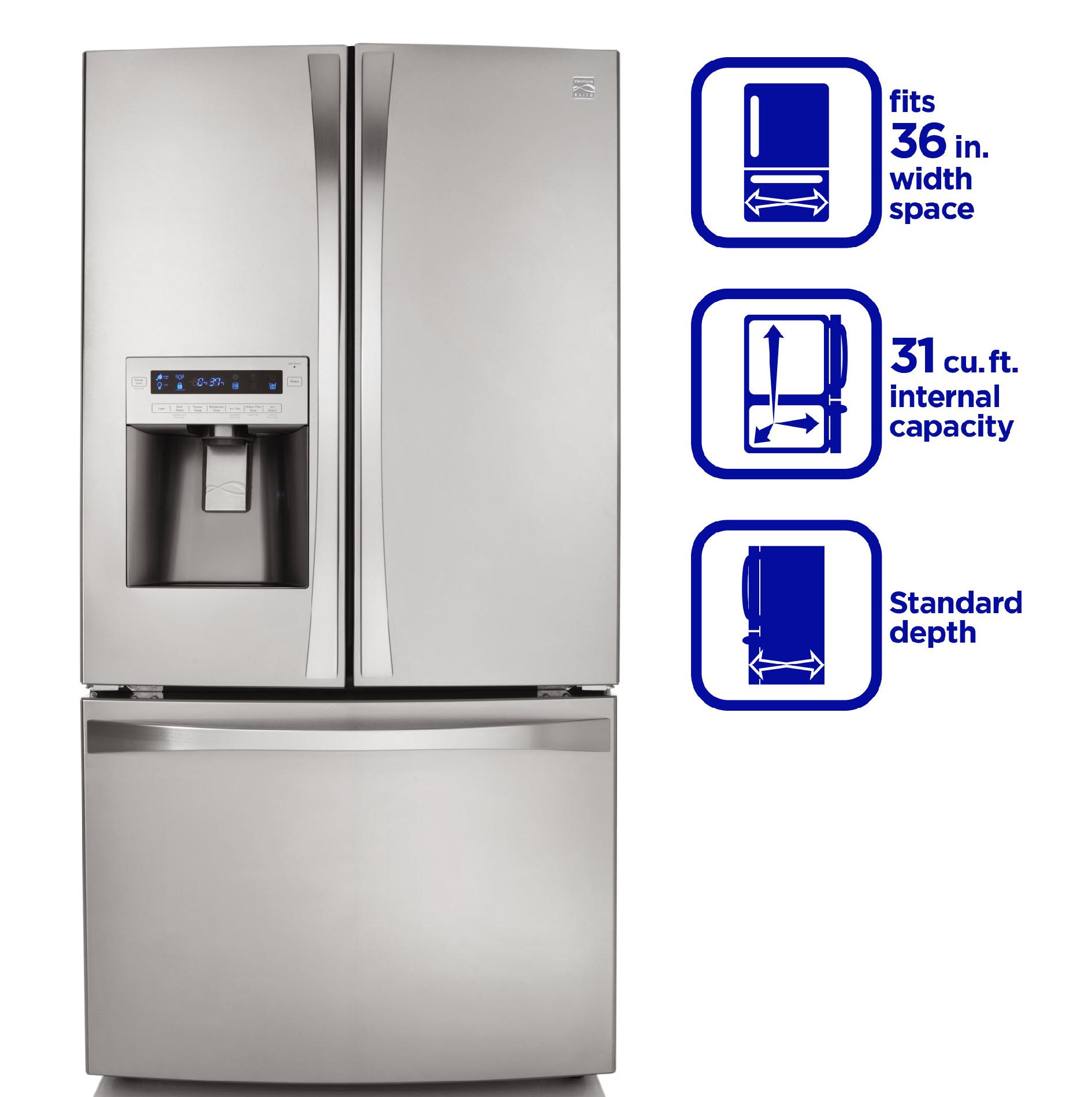Kenmore Elite 31.0 cu. ft. French Door Bottom-Freezer Refrigerator - Stainless Steel at Sears.com