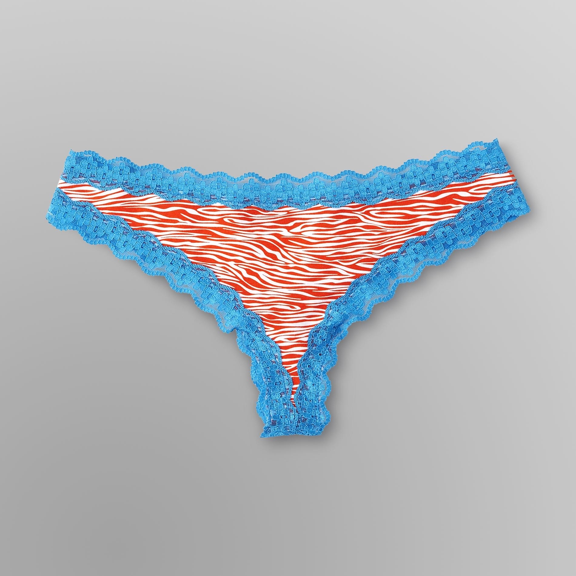 Joe Boxer Women's Lace Thong Panties Zebra Print
