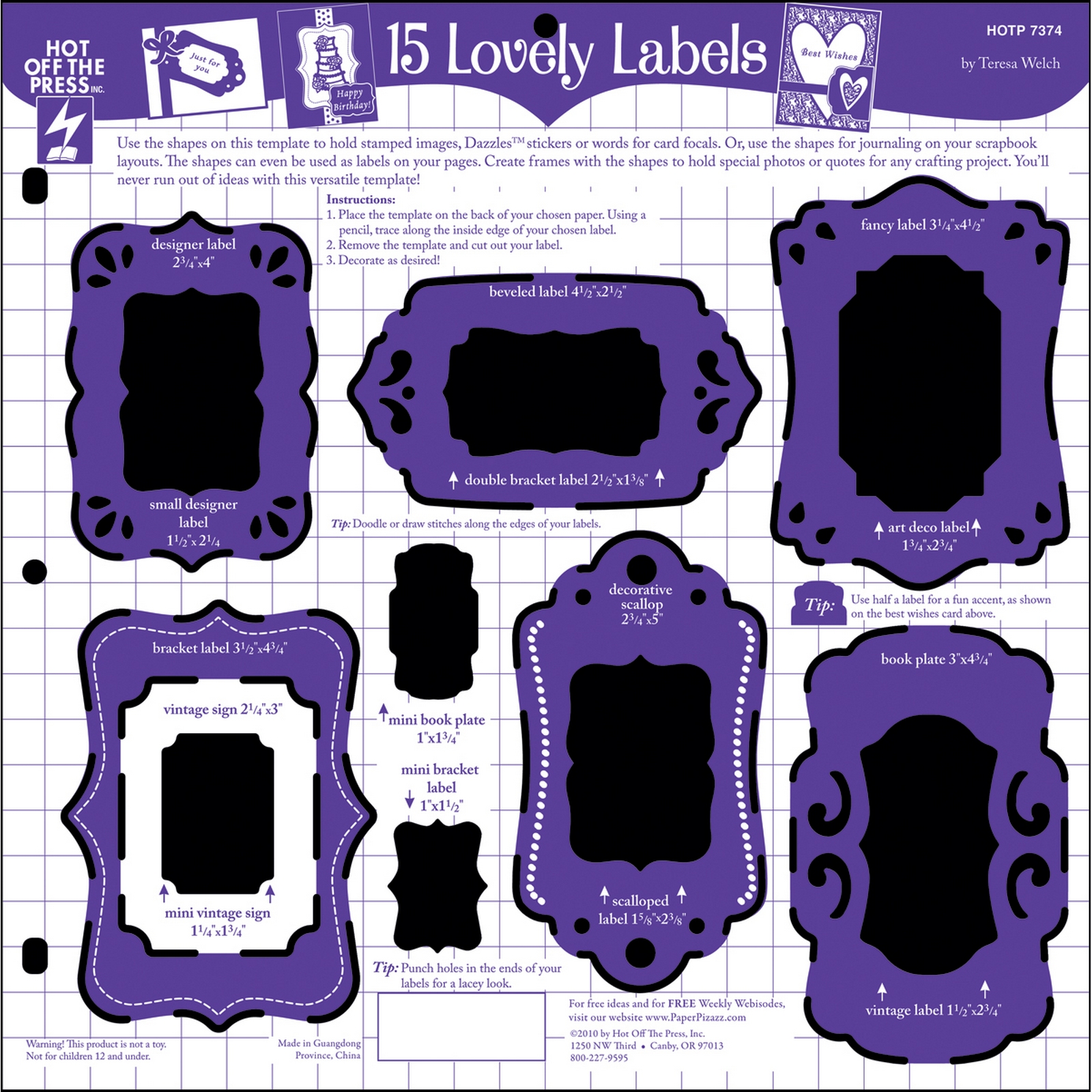Hot Off The Press HOTP Templates 12"X12" 15 Lovely Labels at Kmart.com