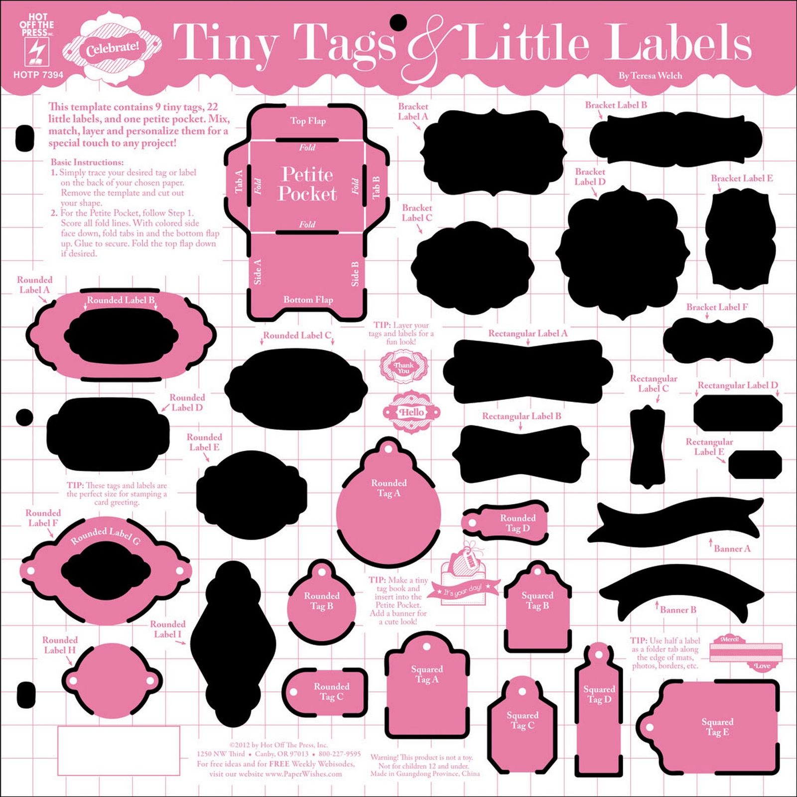 Hot Off The Press HOTP Templates 12"X12" Tiny Tags & Little Labels at Kmart.com