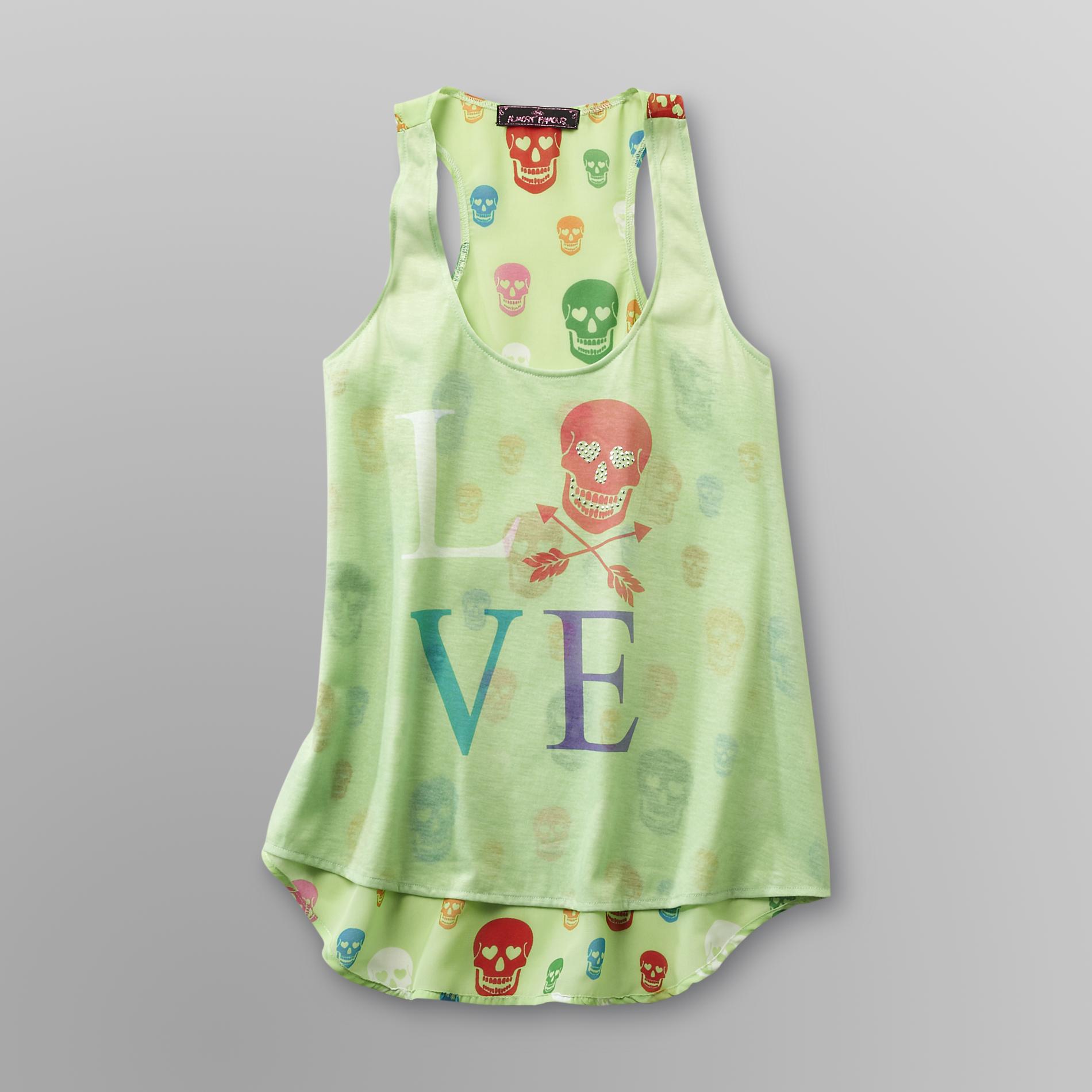Almost Famous Junior's Sparkle Print Tank Top - Love Skulls at Sears.com