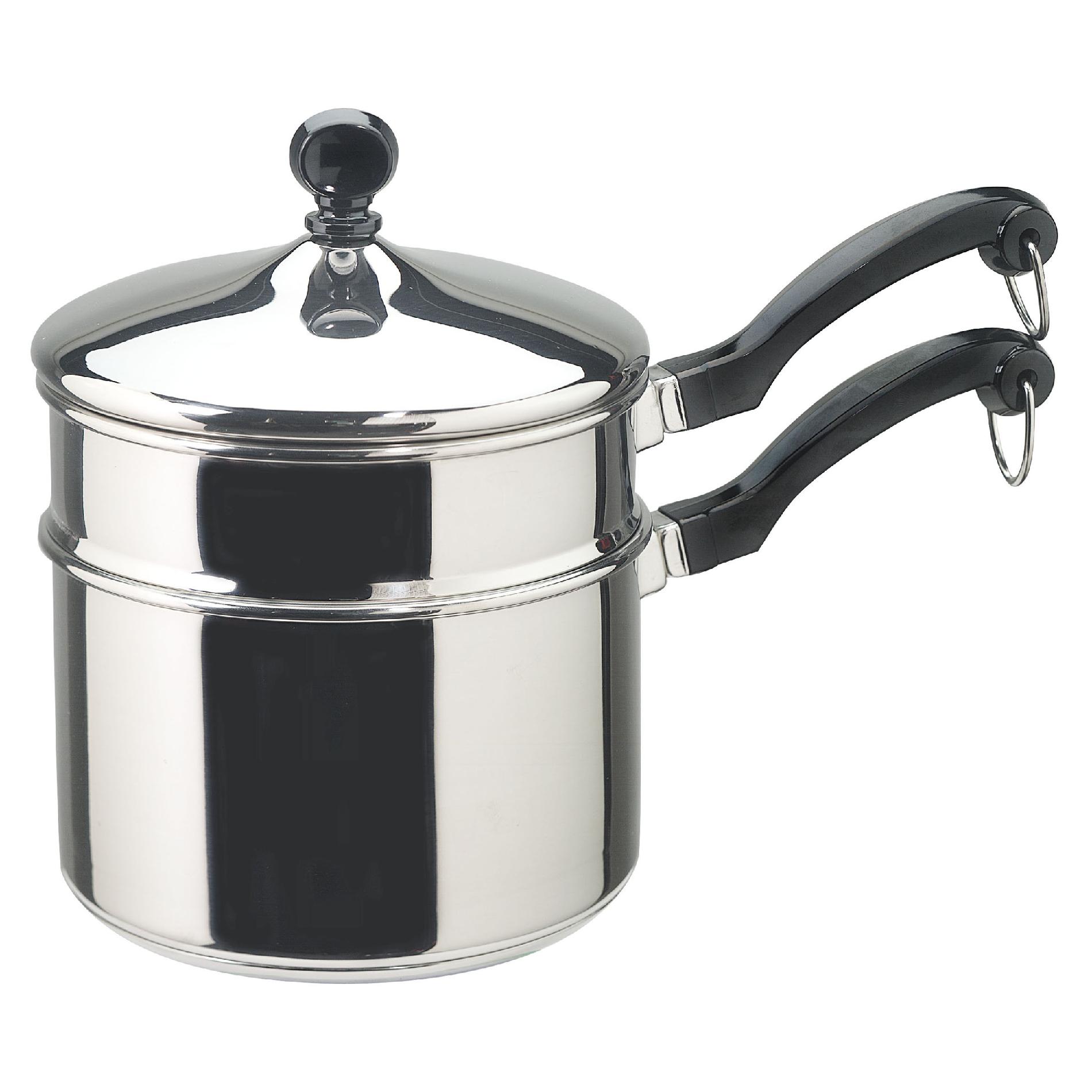 Farberware Classic  2-Quart Covered Saucepan with Double Boiler Insert  Stainless Steel