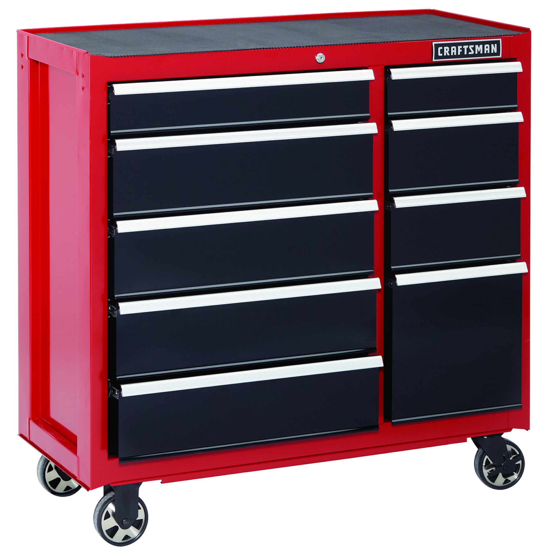 Craftsman 40 in. 9-Drawer Heavy-Duty Ball Bearing Rolling Cart - Red/Black