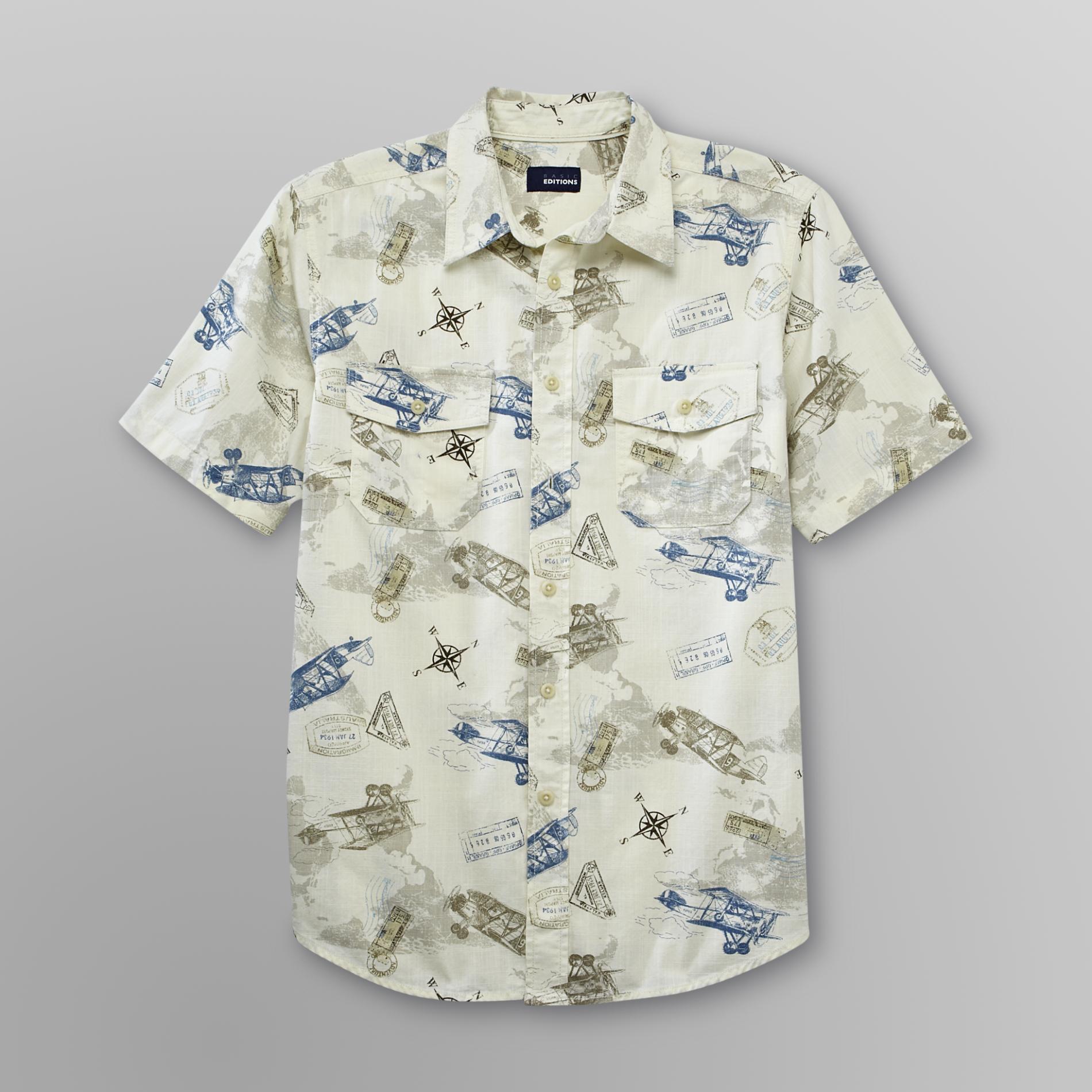 Basic Editions Men's Short-Sleeve Shirt - Airplane Print at Kmart.com