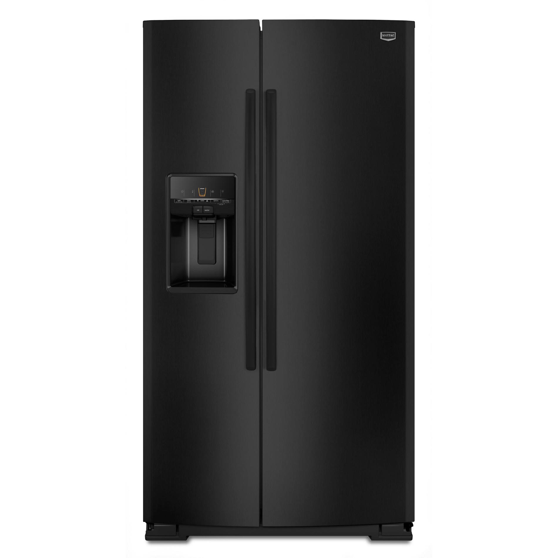 Maytag 26.5 cu. ft. Side-by-Side Refrigerator w/ Contoured Doors - Black