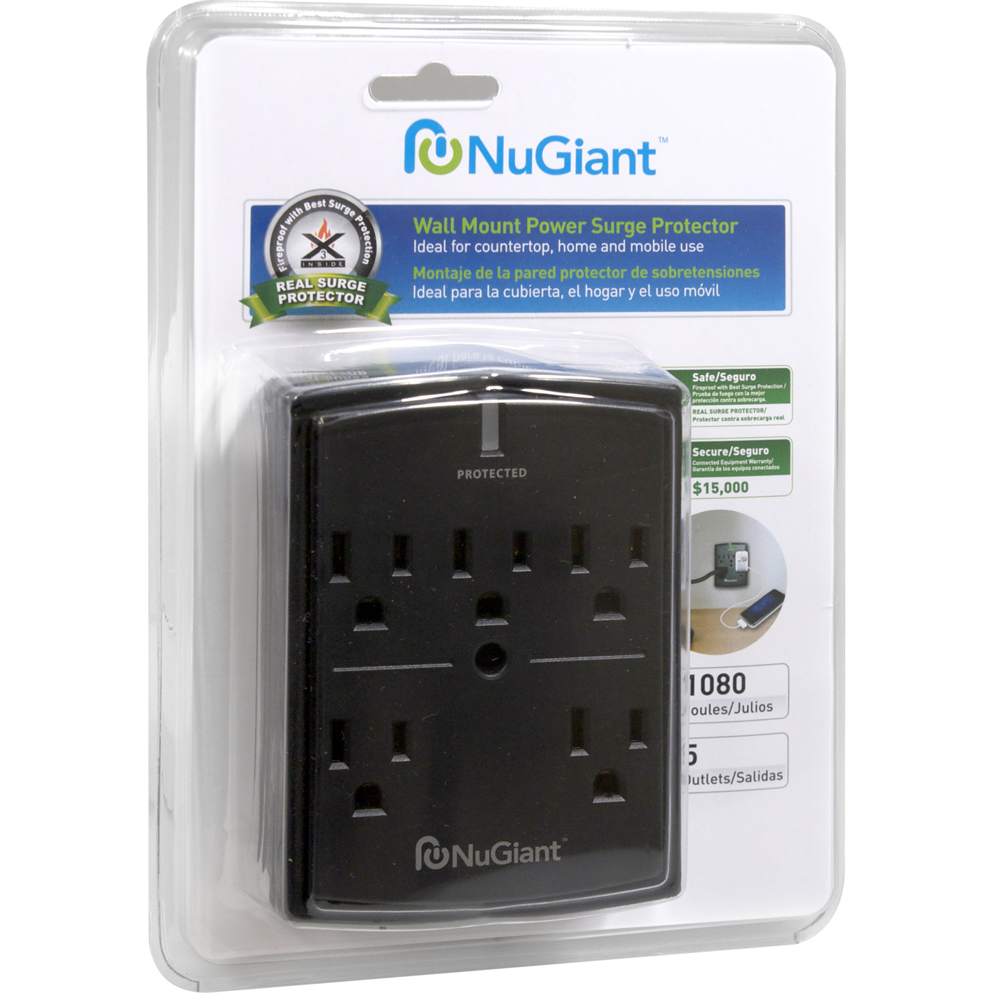 NuGiant NSS15 5-Outlet Wall Mount Power Surge Protector at Kmart.com