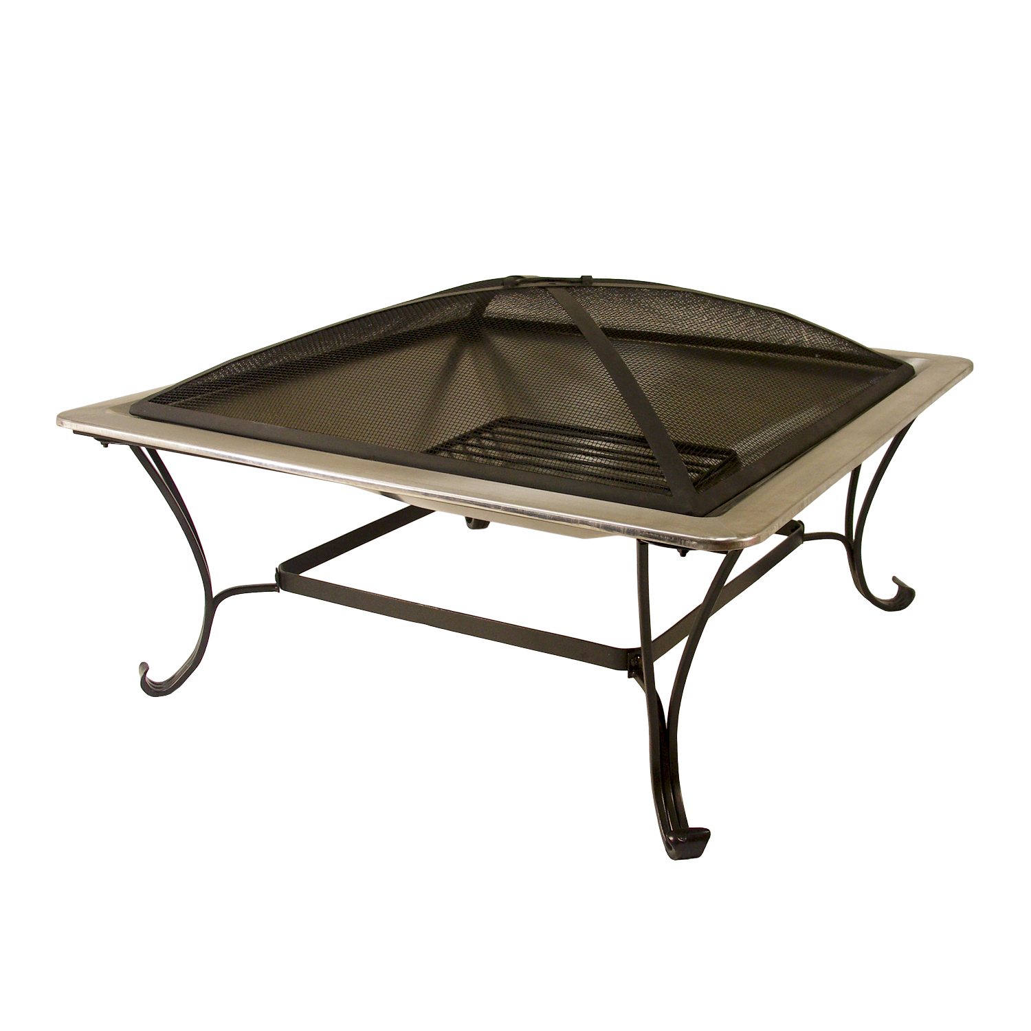 33-inch Square Stainless Steel Fire Bowl Set