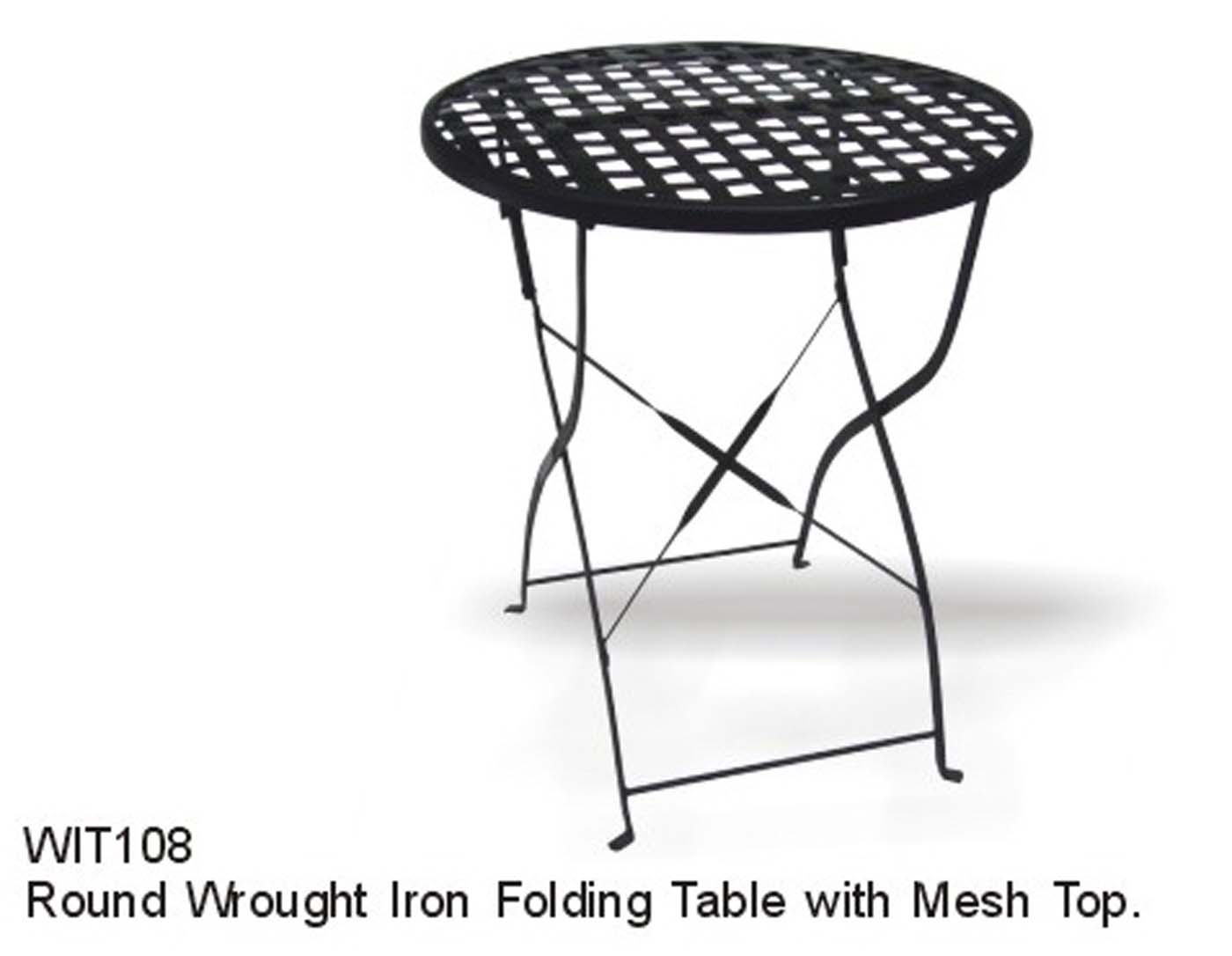 SOHO Round Wrought Iron Folding Table with Mesh top