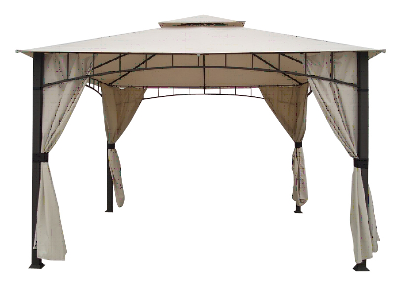 SOHO 10'x12' Square Column Two Tier gazebo with Privacy and Insect Screen