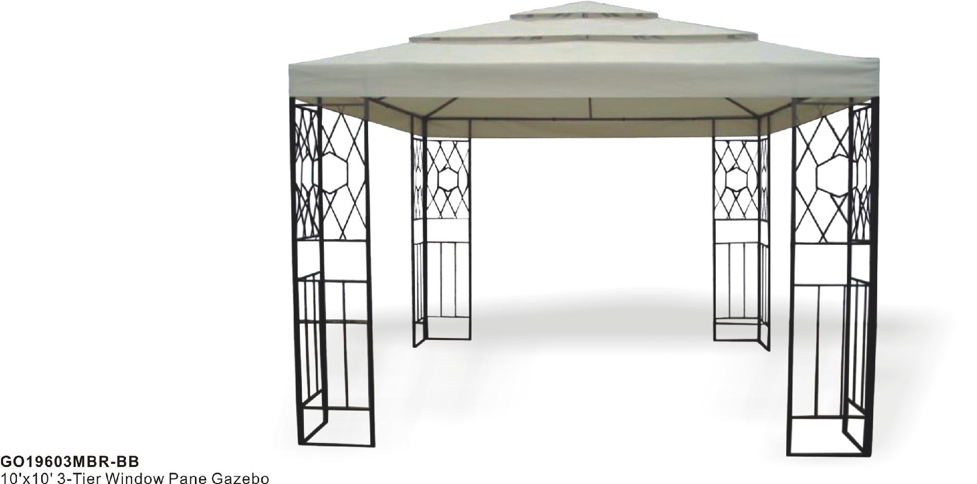 10x10 Three Tier Gazebo with Grommets. Screen kit (GOS1010-BB) included.