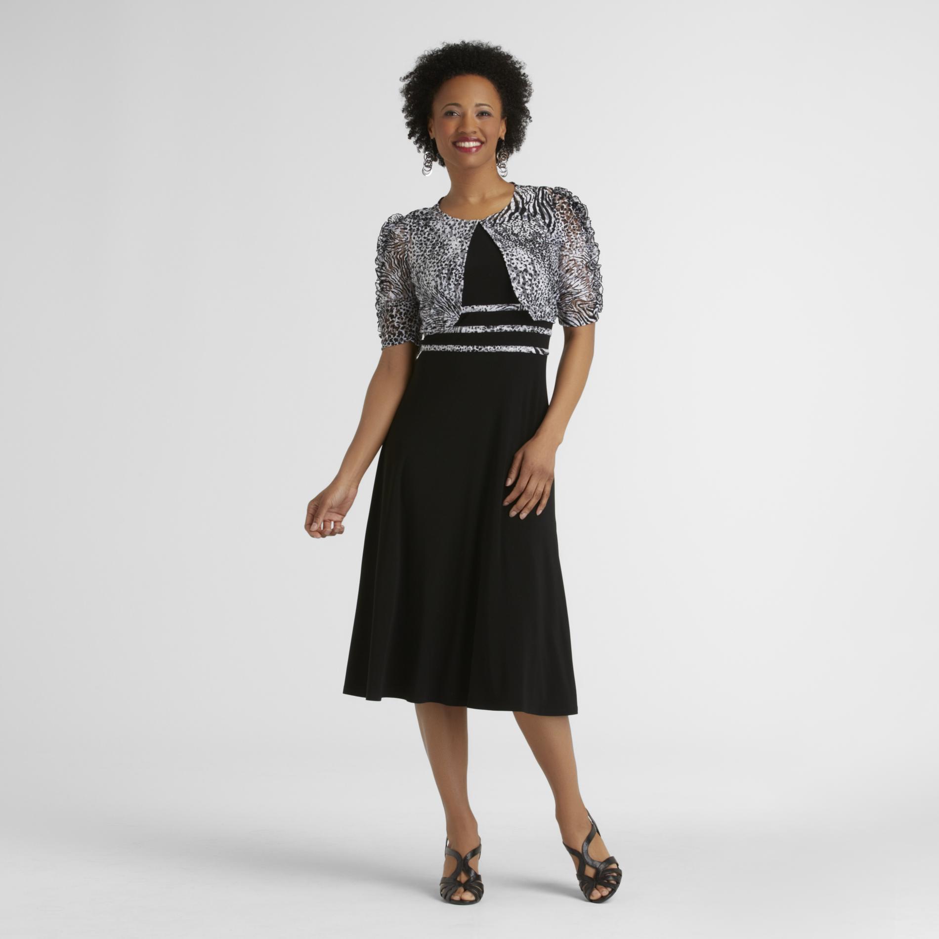 Women's Dress & Jacket - Animal Print Black/White 12