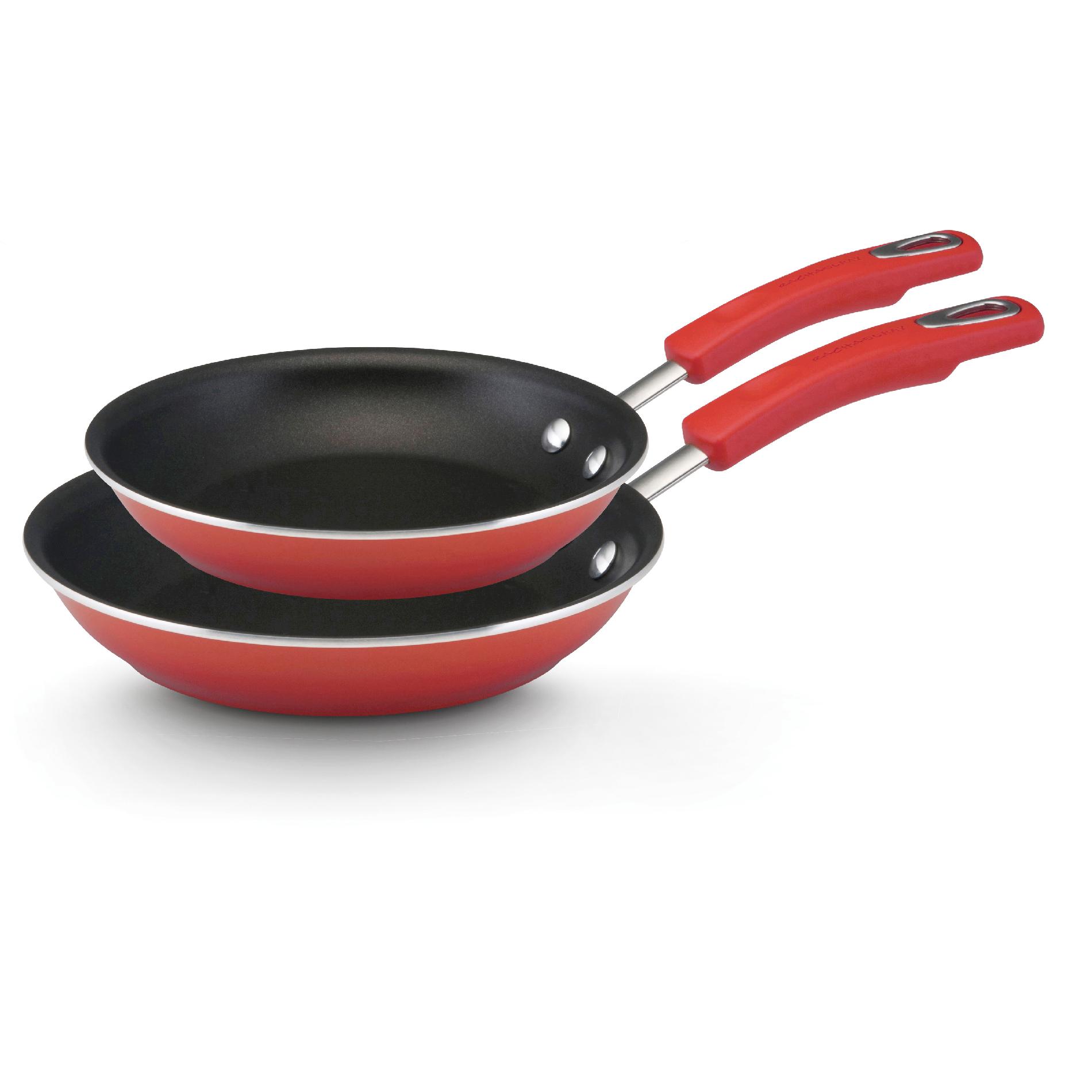 Rachael Ray Hard Enamel CookwareTwin Pack Skillets  Red Two-Tone