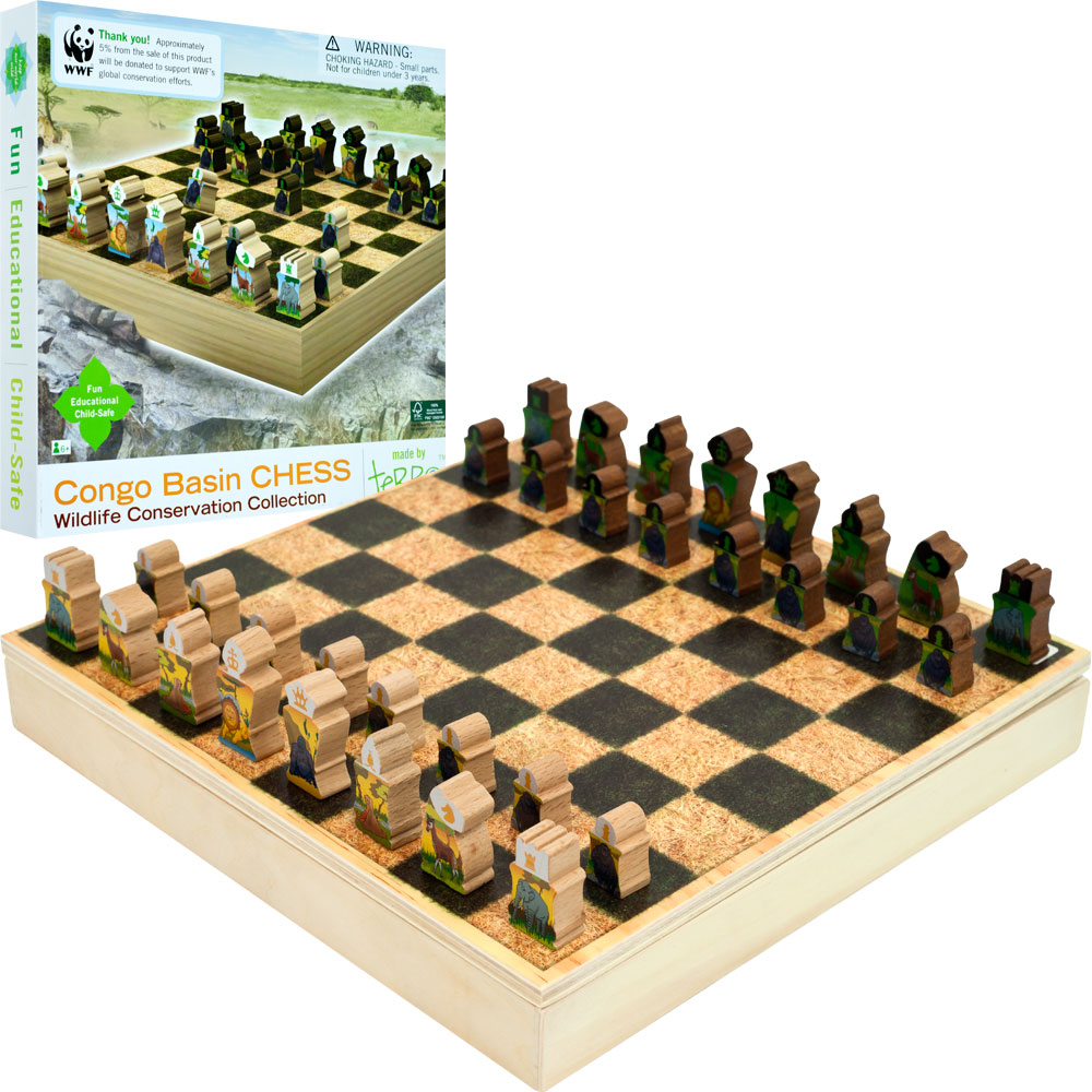 Zoo Animals Wood Chess Set - High Quality