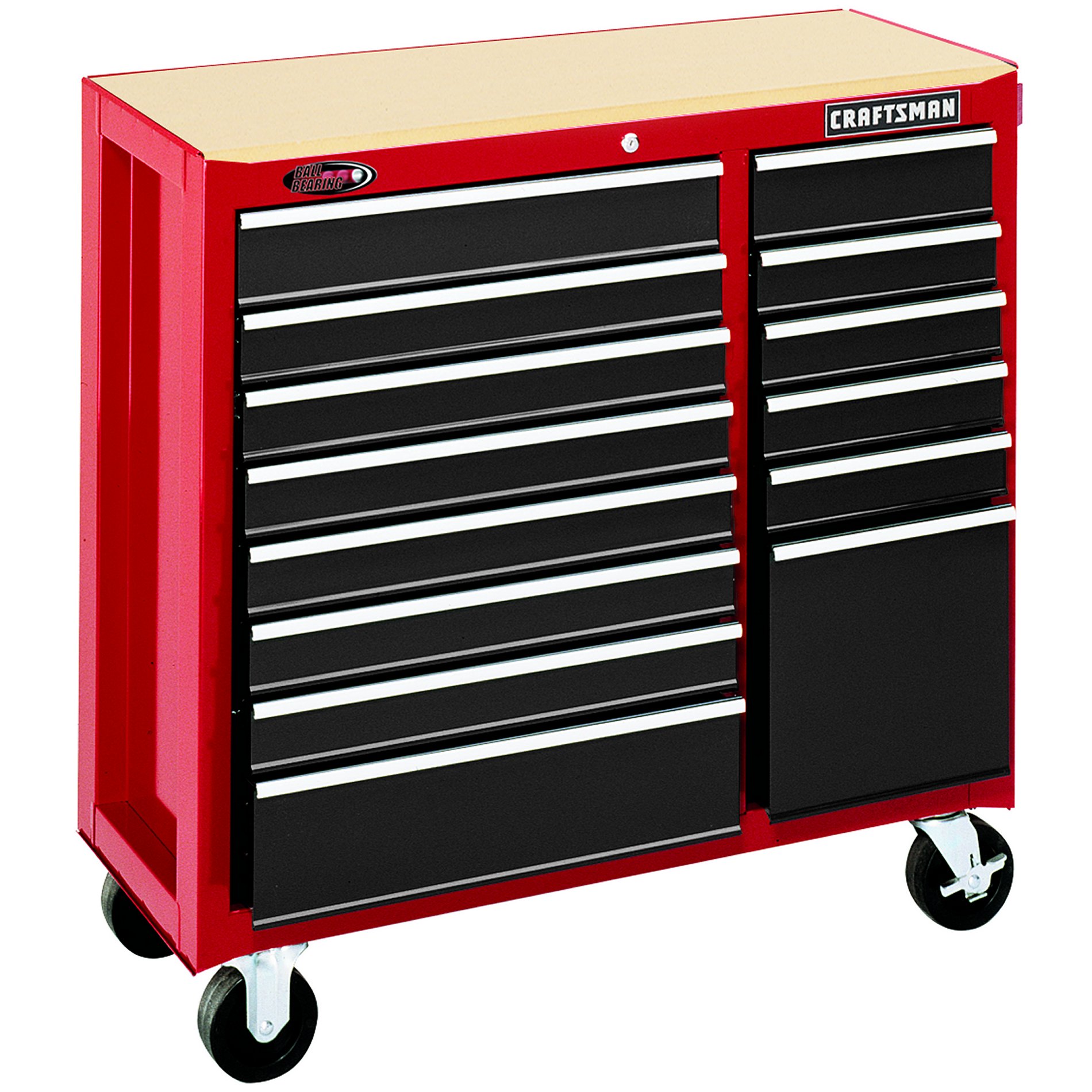 Craftsman 40 Wide 14-Drawer Ball-Bearing Tool Cart - Red/Black