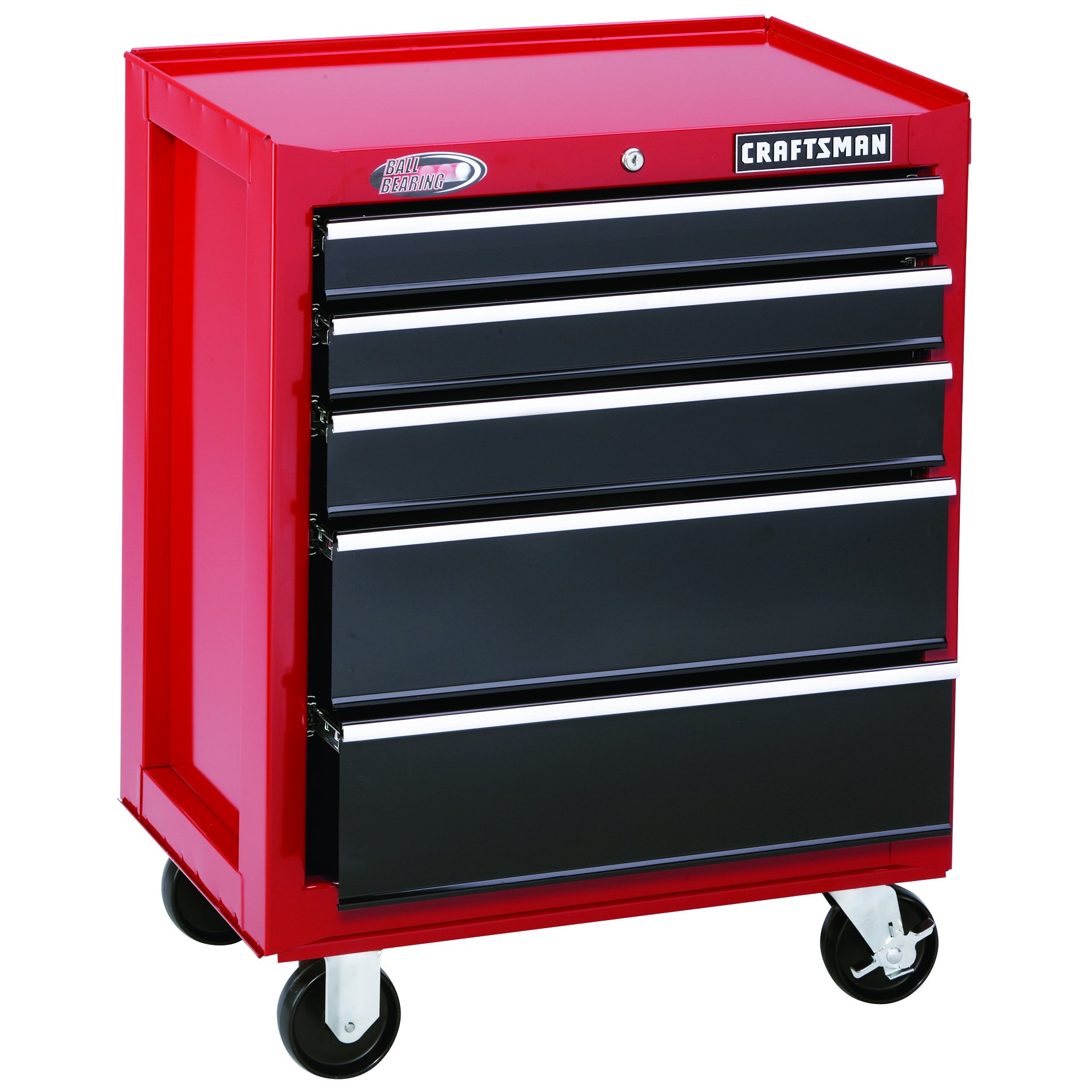 Craftsman 26 Wide 5-Drawer Ball-Bearing Bottom Chest - Red/Black