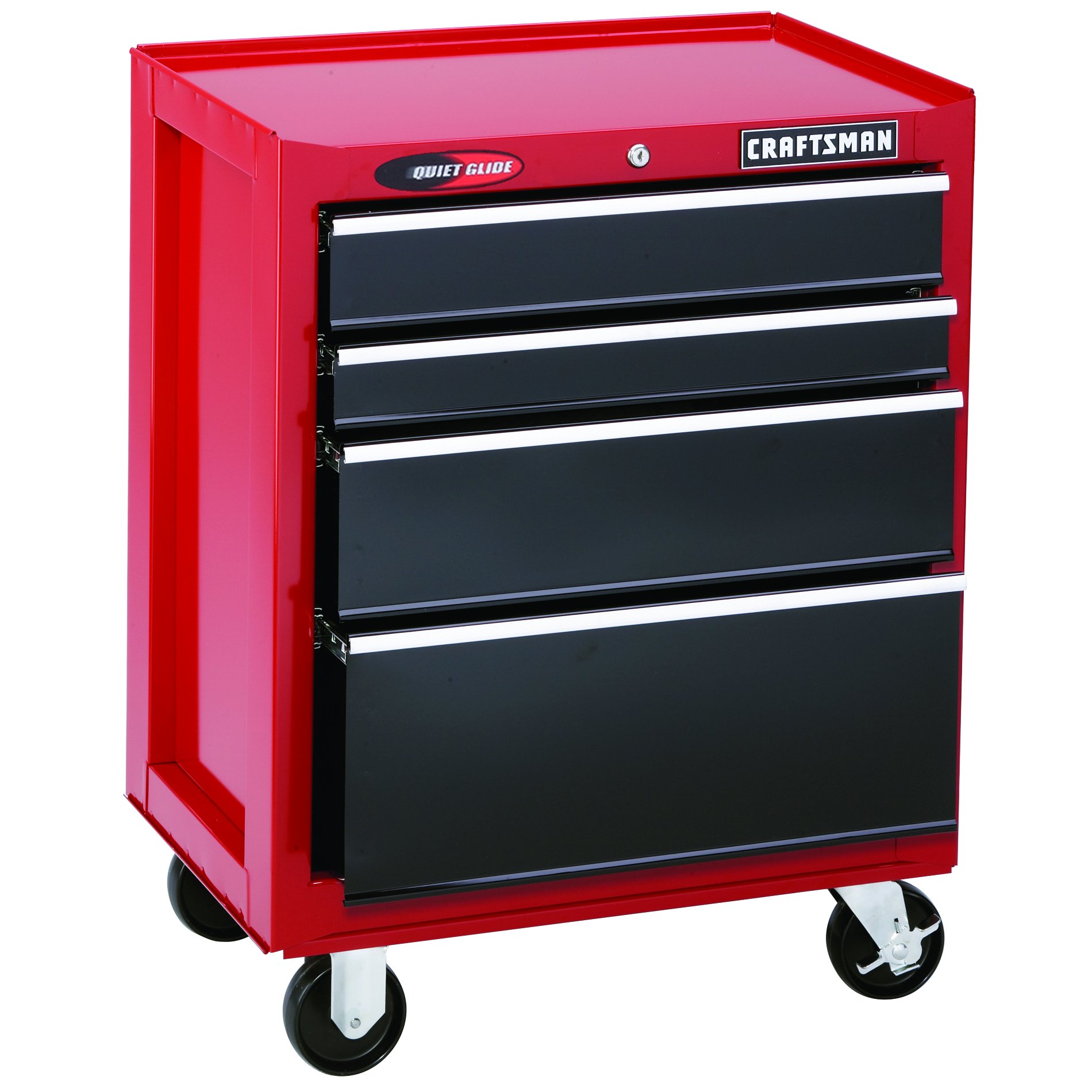 Craftsman 26" Wide 4Drawer Quiet Glide™ Bottom Chest Red/Black