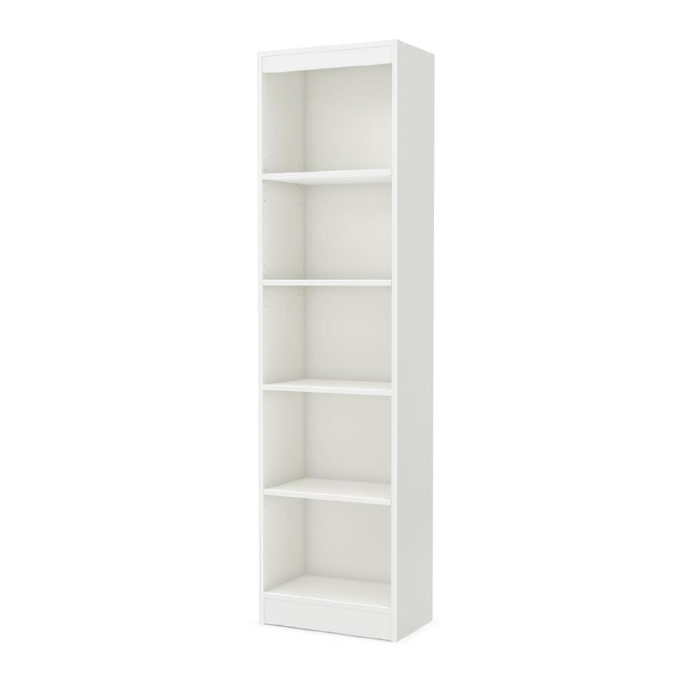 Axess 5-Shelf Narrow  Bookcase Pure White
