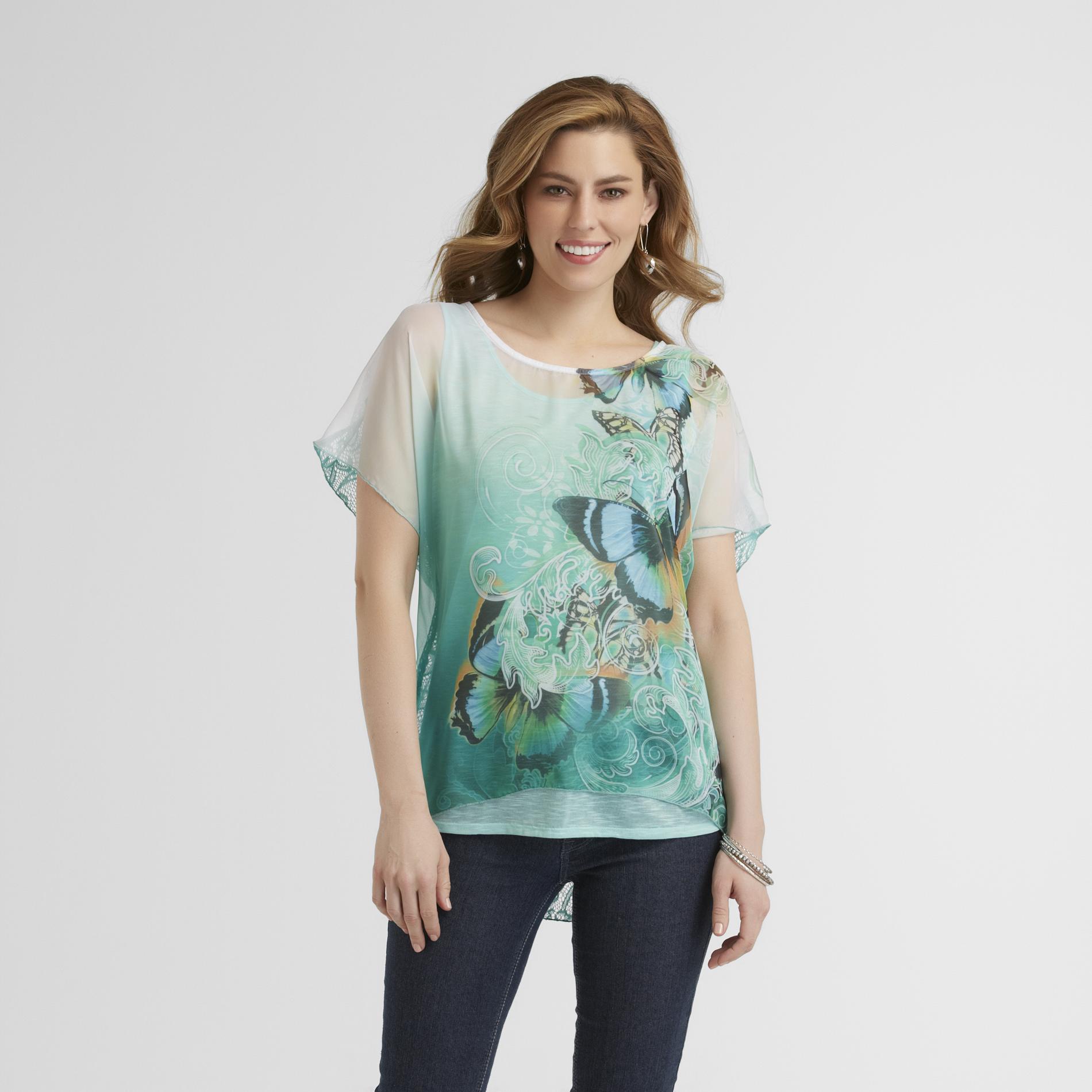 Live and Let Live Women's Lace-Back Top & Tank - Butterflies at Sears.com