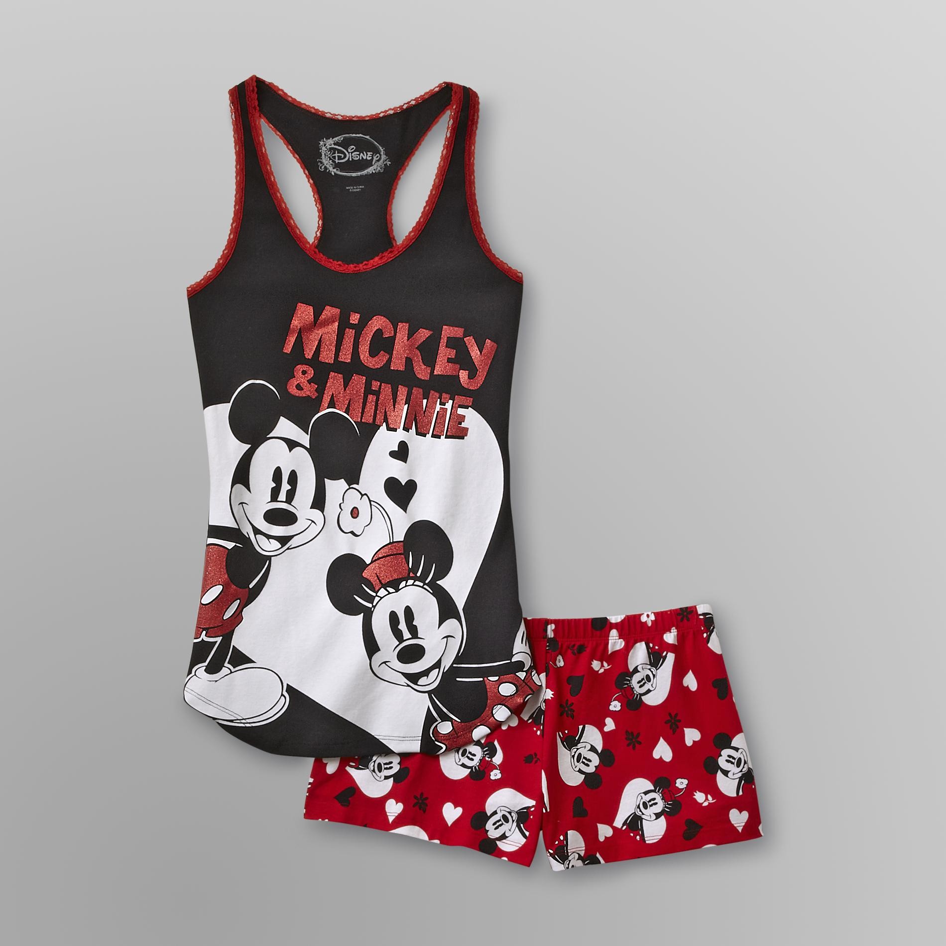 Disney Women's Graphic Pajama Shorts Set Mickey & Minnie Mouse