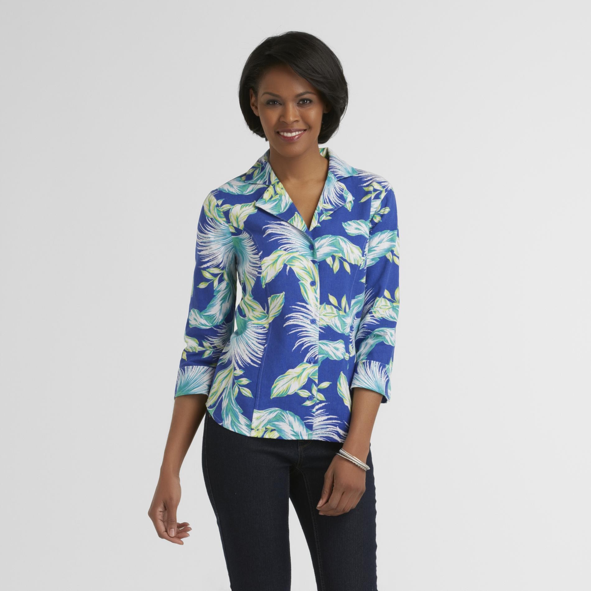 Jaclyn Smith Women's Linen Shirt - Floral at Kmart.com