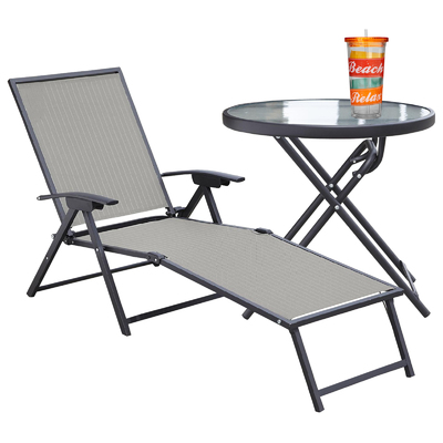Garden Oasis Chaise Lounge, Side Table & Glassware Bundle at Kmart.com
