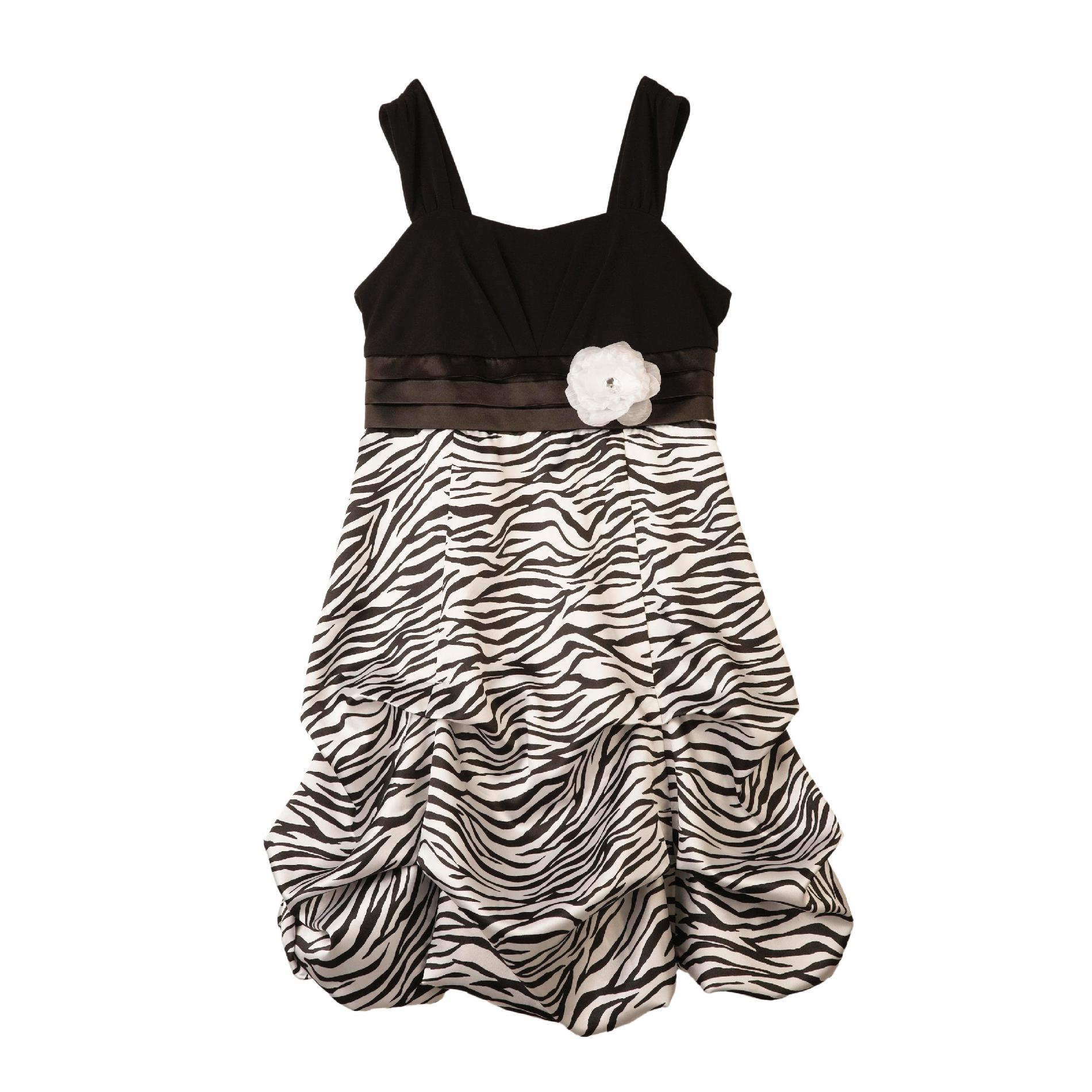 Amy's Closet Girl's Bubble Dress - Zebra Print Black/White 10