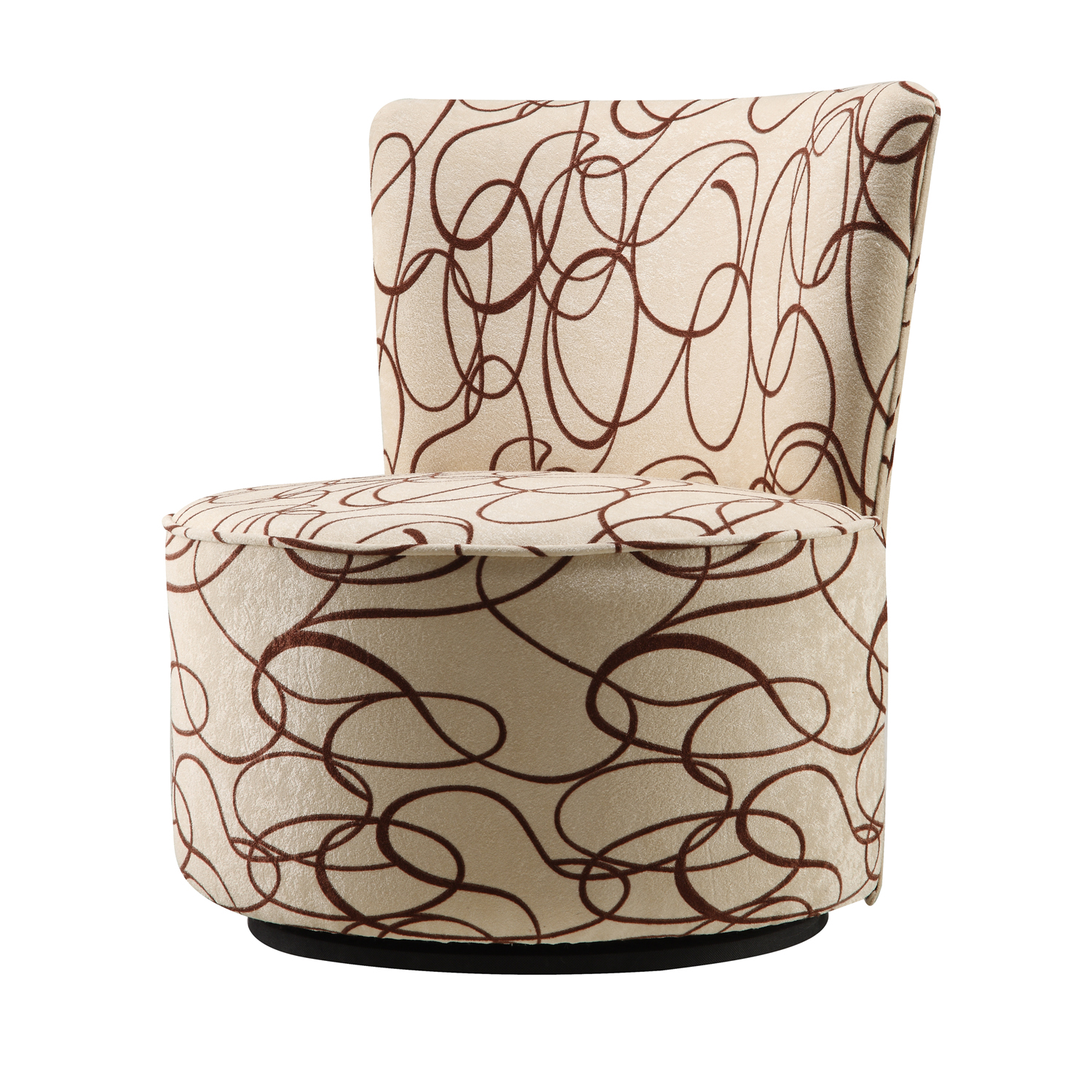 Round Swivel Chair in Brown Swirl Print                                                                                          at mygofer.com