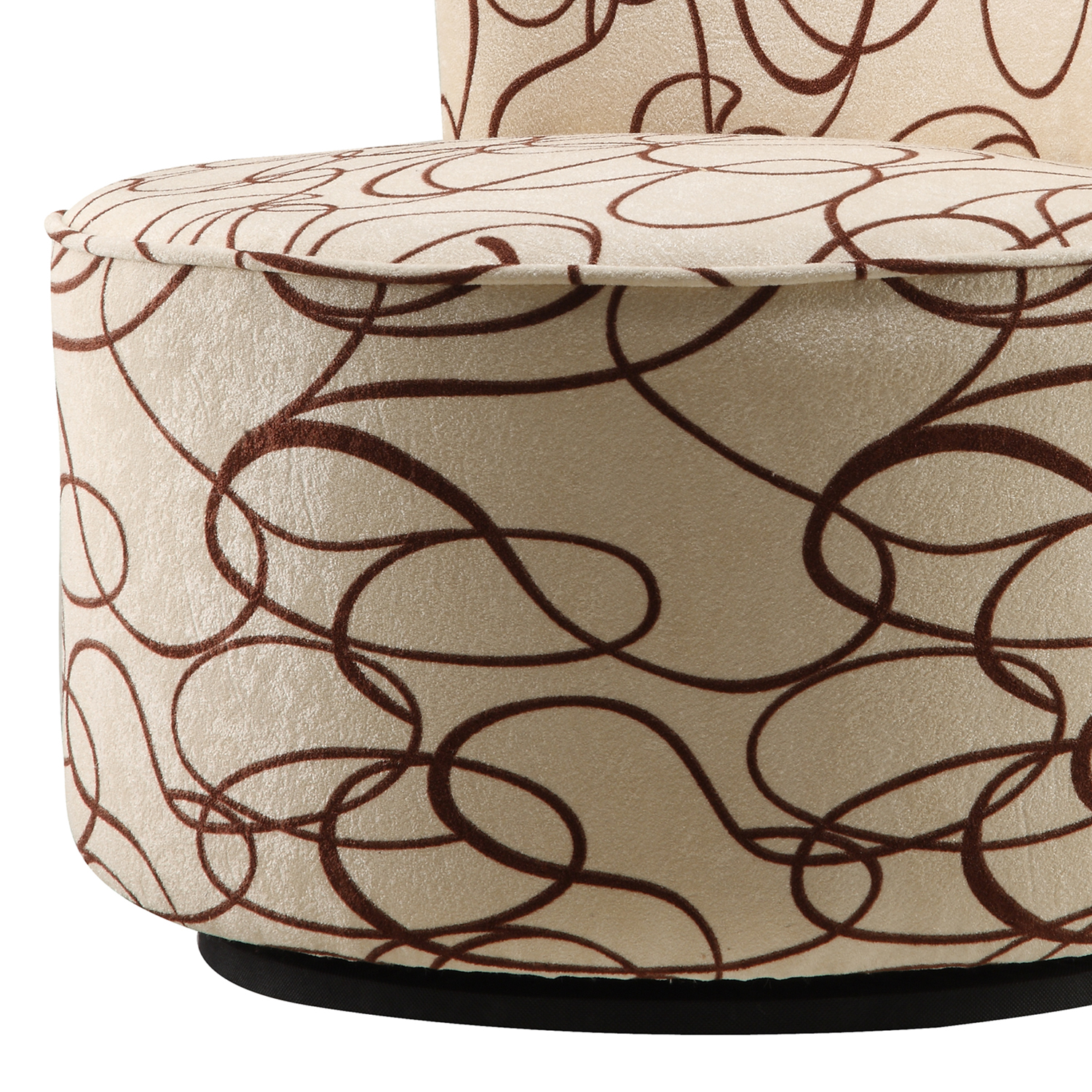 Round Swivel Chair in Brown Swirl Print                                                                                          at mygofer.com