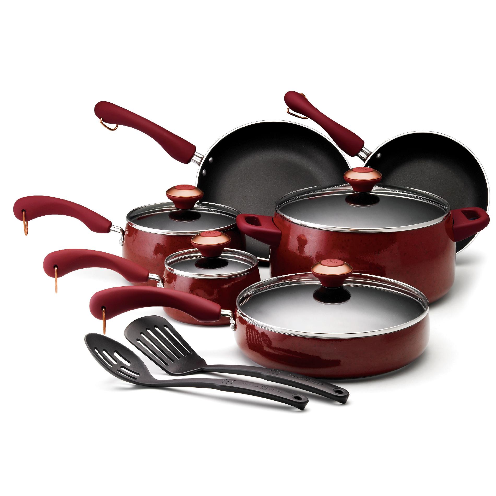 Paula Deen Porcelain Nonstick 12 Piece Cookware Set  Red