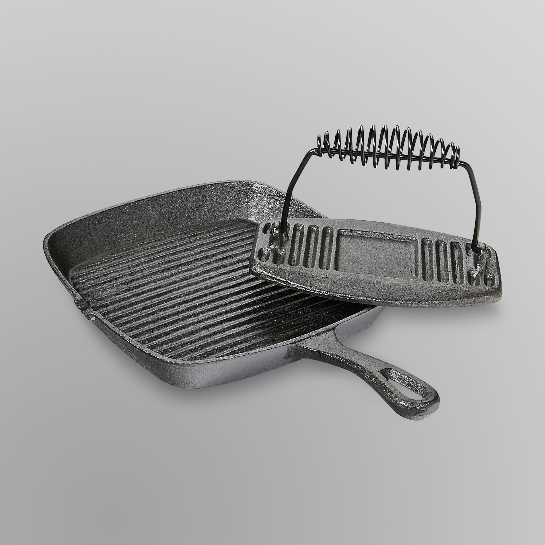 Basic Essentials Cast Iron Grill Pan & Press at Sears.com