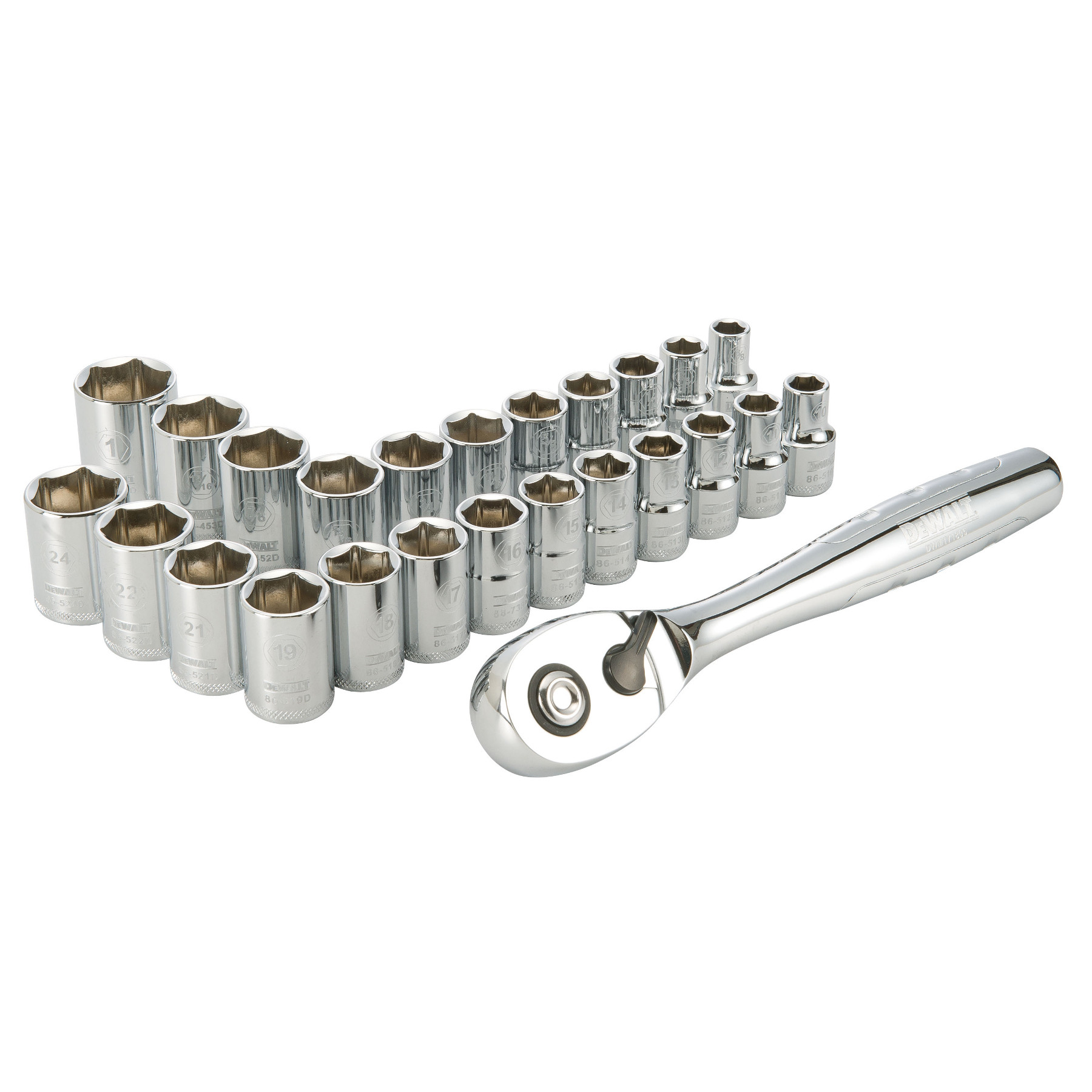 DeWalt 25 Piece 1/2-Inch Full Polish Socket Wrench Set with Pear Head Ratchet at Sears.com