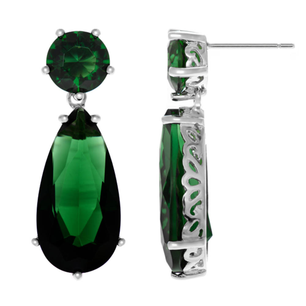 Inspired by Angelina Jolie's Emerald Earrings - Petite Silver Tone