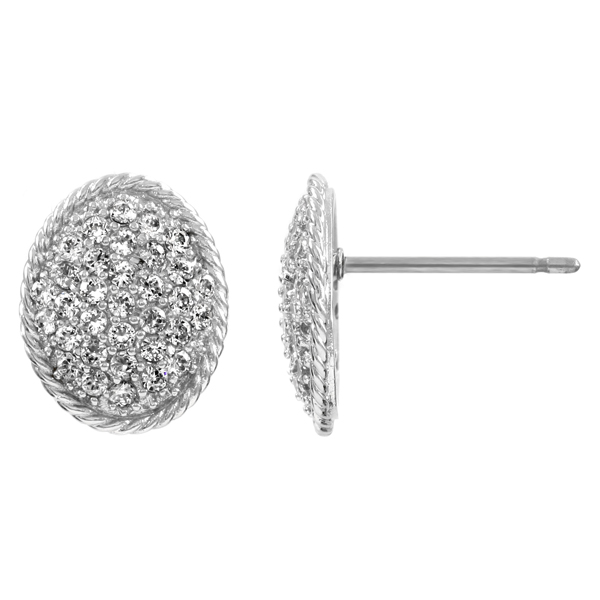Harlequin's Pave CZ Oval Stud Earring