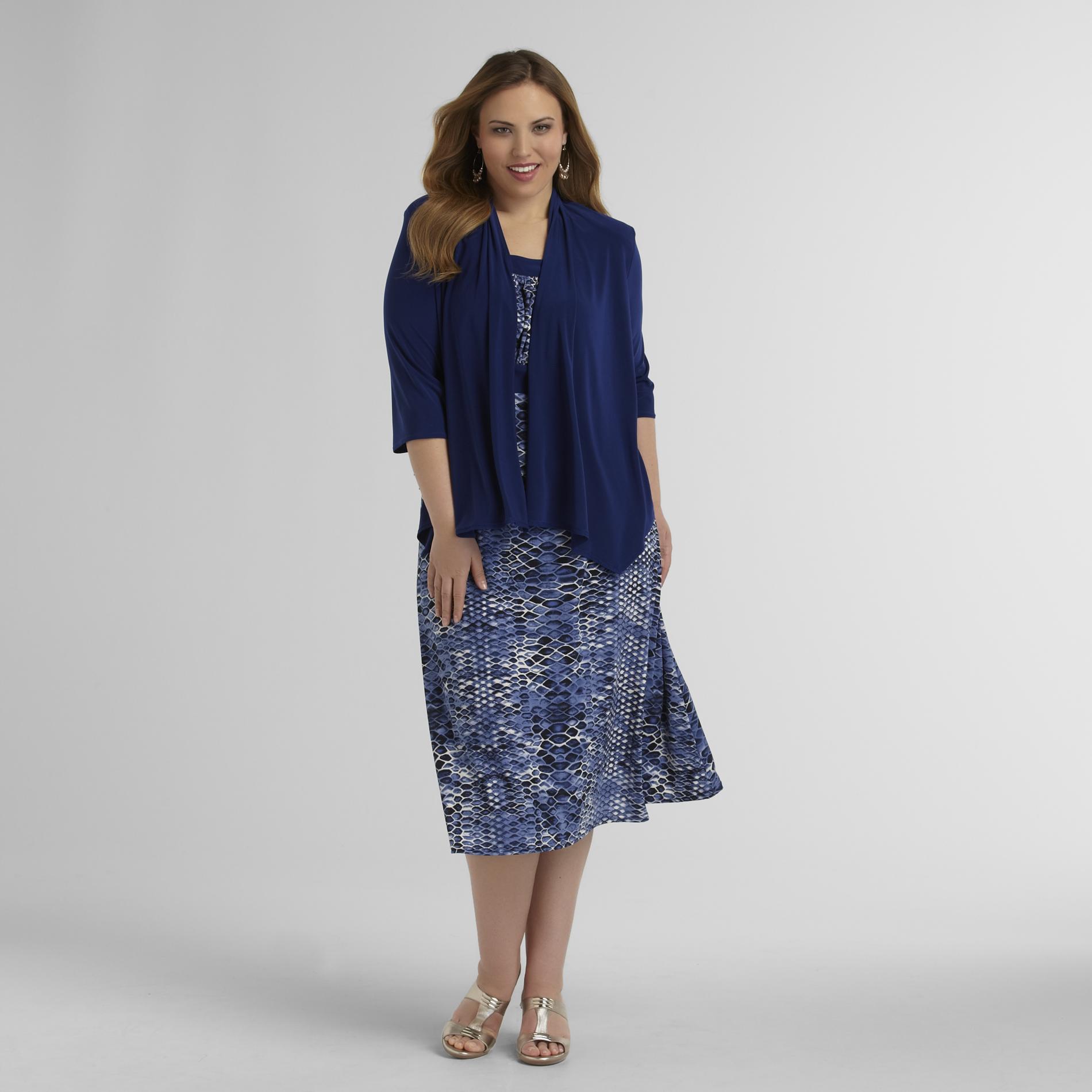 R & M Richards Women's Plus Dress & Jacket - Snakeskin Print at Sears.com