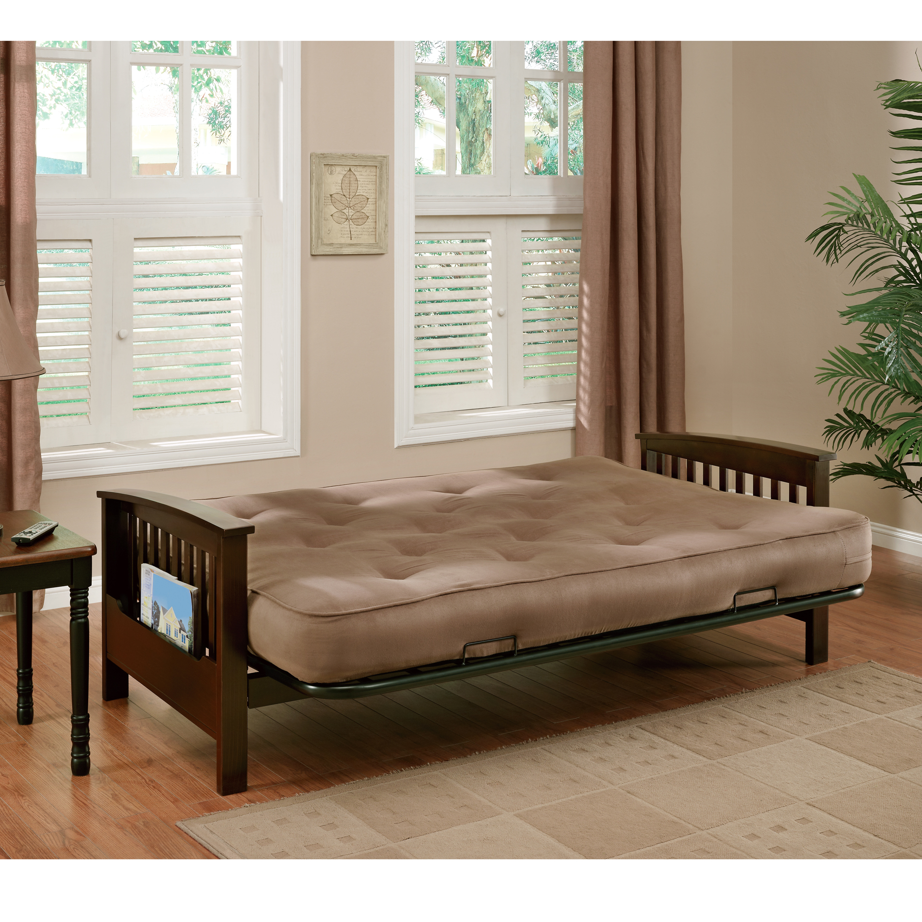 Essential Home Heritage Magazine Rack Futon with 6