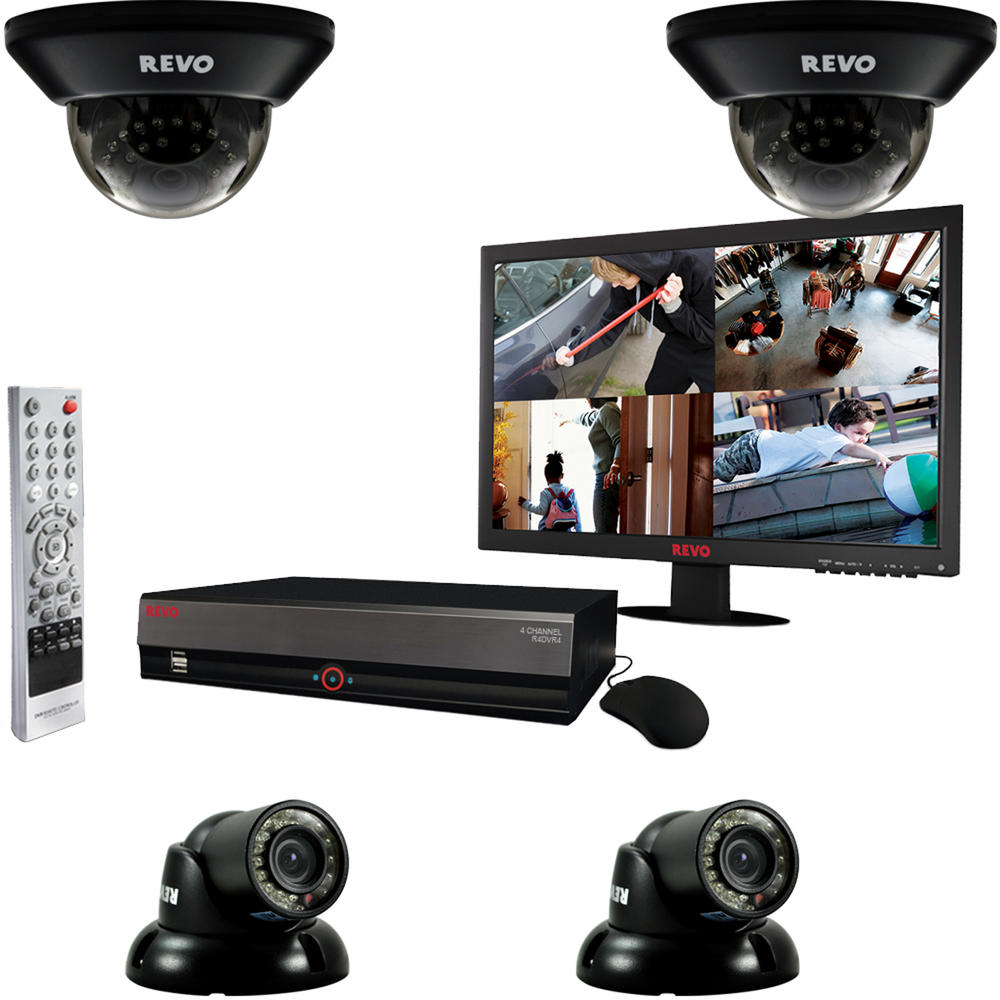 4 Ch. 1TB DVR Surveillance System with 4 700TVL 100 ft. Night Vision Cameras & 18.5" Monitor