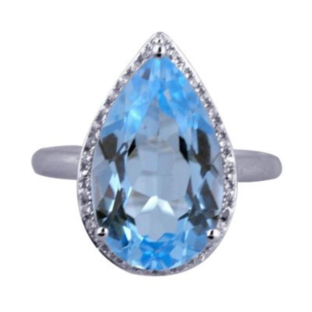 9.5 Cttw. Blue Topaz Pear-Shaped Sterling Silver Ring