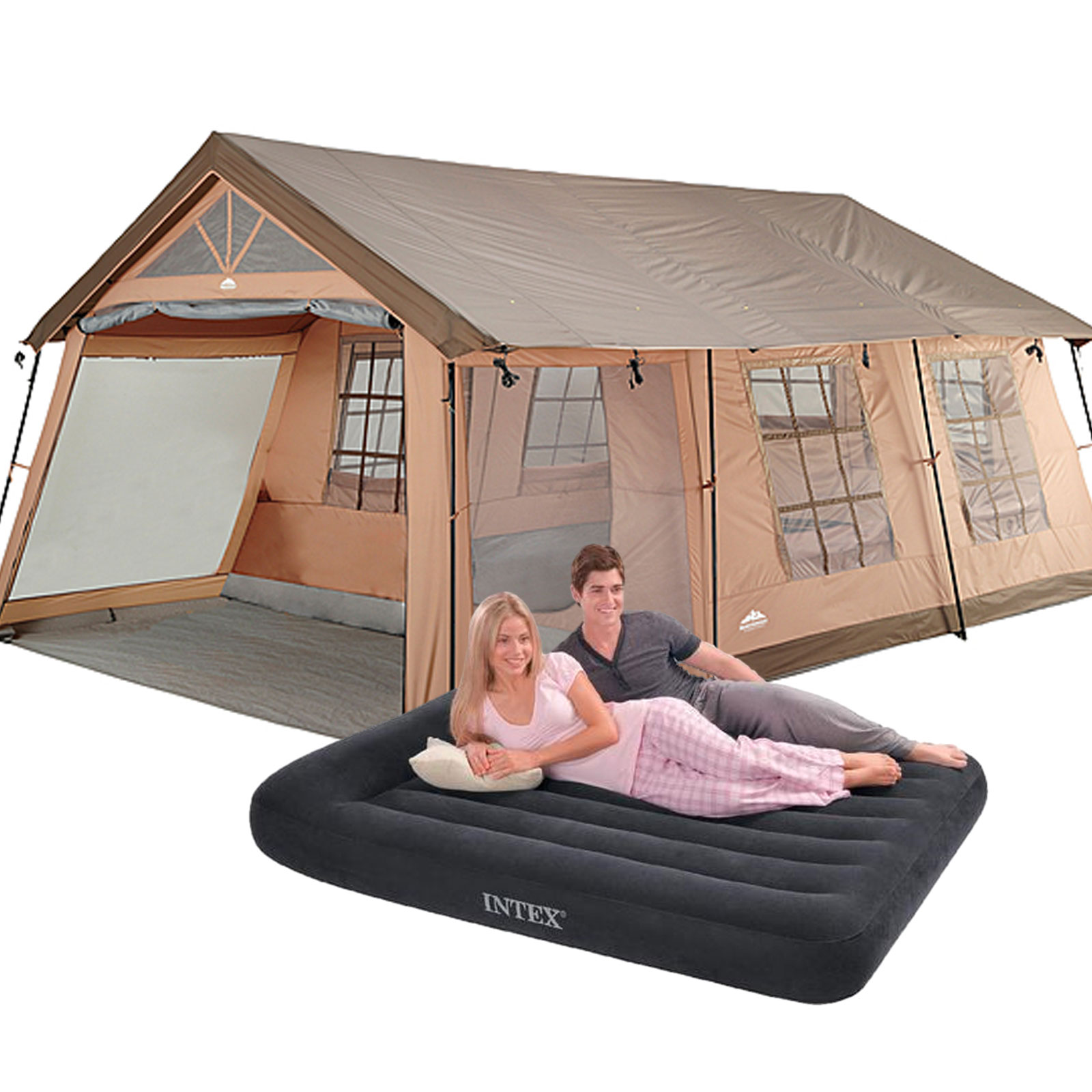 Camping Essentials Bundle with Tent & Air Bed        ...