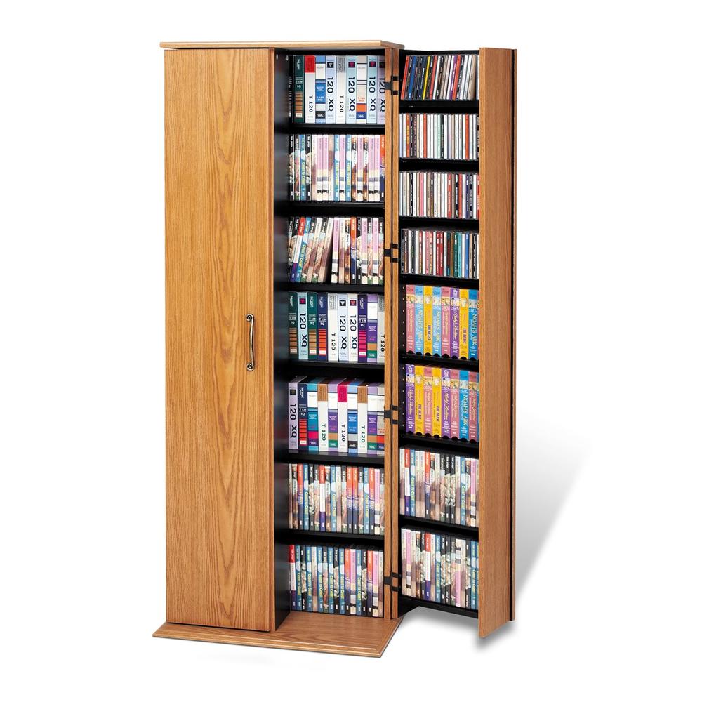 Oak & Black Grande Locking Media Storage