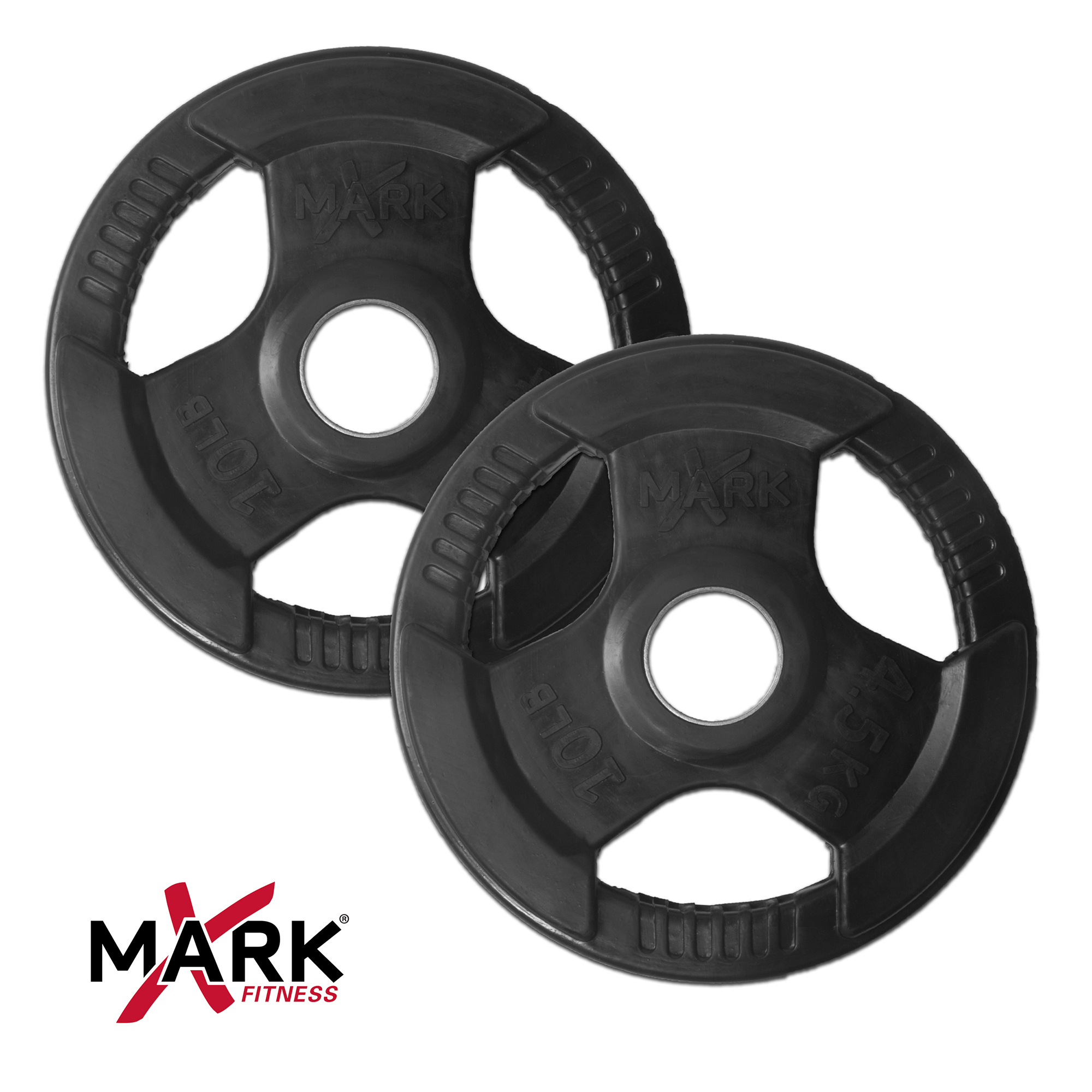 10 lb. Commercial Rubber Coated Tri-Grip Olympic Plate Weights (pair) XM-3377-10-P