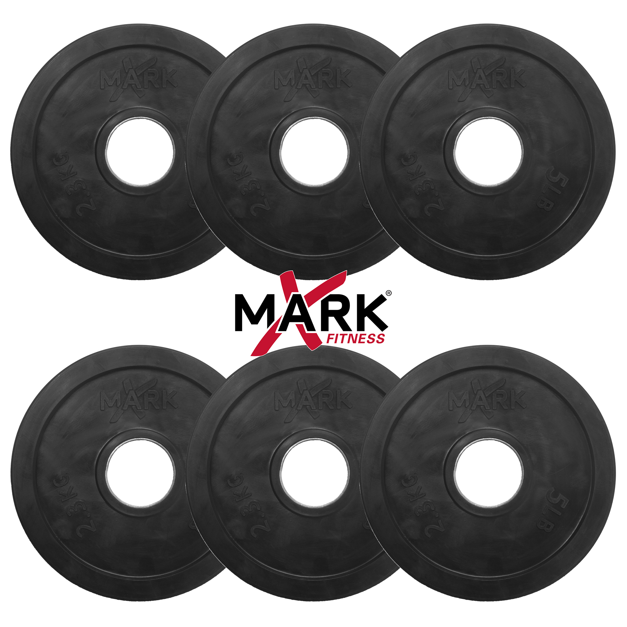 5 lb. Commercial Rubber Coated Olympic Plate Weights (six) XM-3377-5-Six