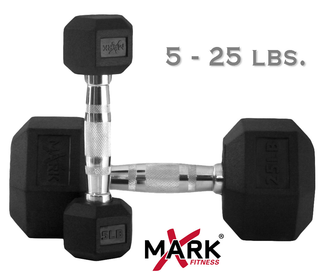 XMark 5 lb. - 25 lb. Commercial Rubber Round Dumbbell Set (pairs) XM-3303-150S at Sears.com